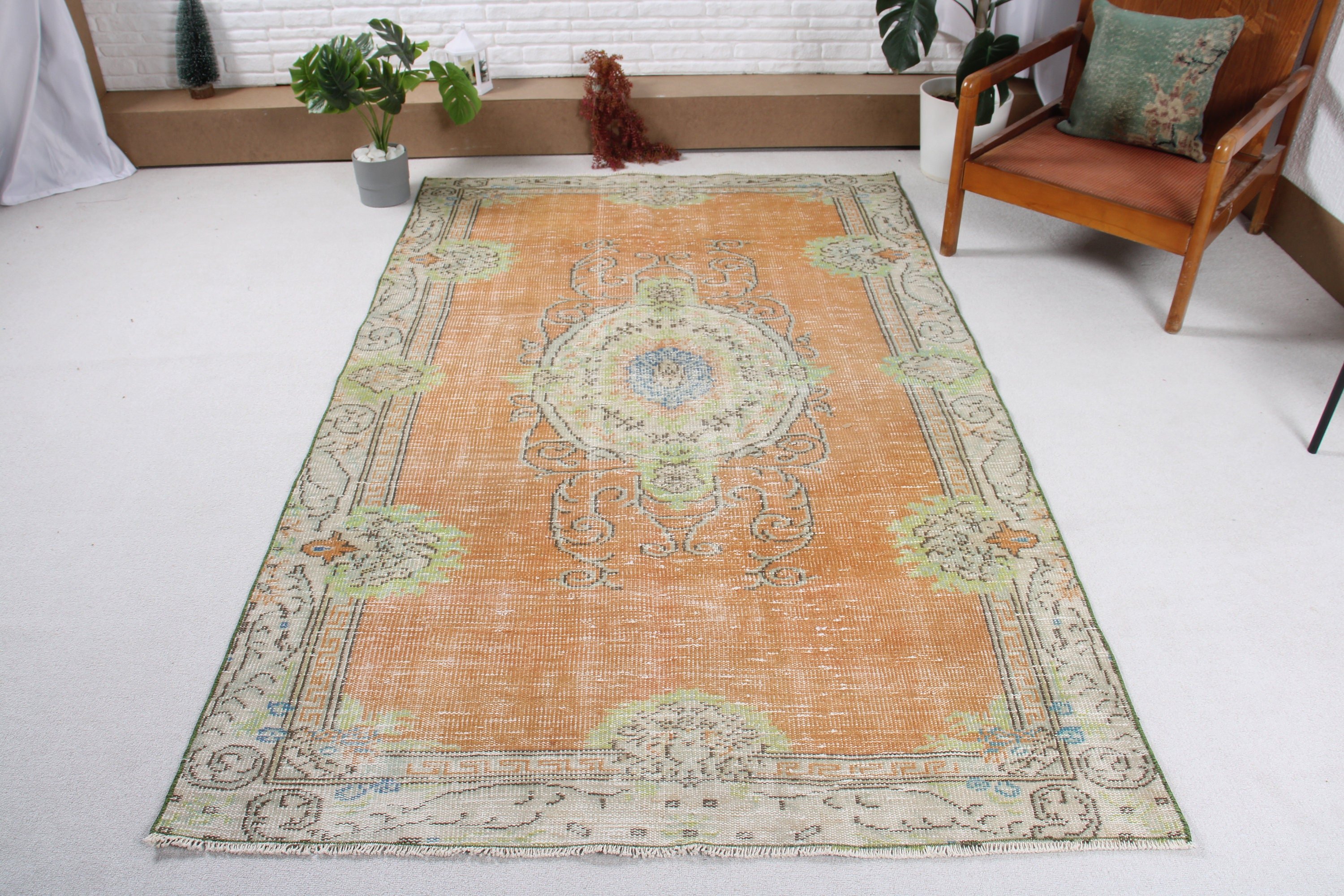 Dining Room Rug, Boho Area Rug, Vintage Rugs, 4.8x7.8 ft Area Rugs, Statement Rug, Turkish Rug, Orange Moroccan Rugs, Antique Rugs