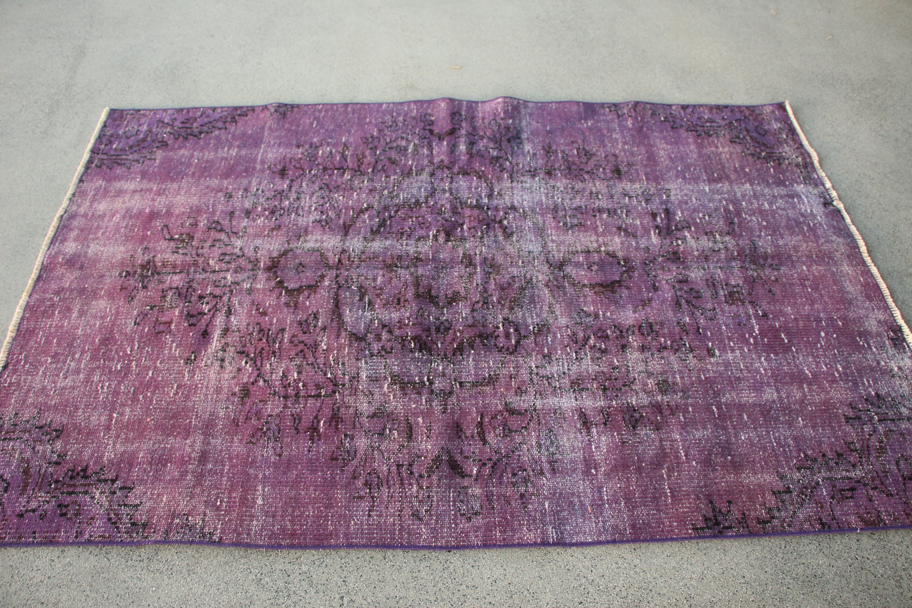 Vintage Rugs, Rugs for Area, Purple Wool Rugs, Bedroom Rugs, Dining Room Rug, Turkish Rugs, Antique Rug, 4.1x6.4 ft Area Rug, Muted Rug