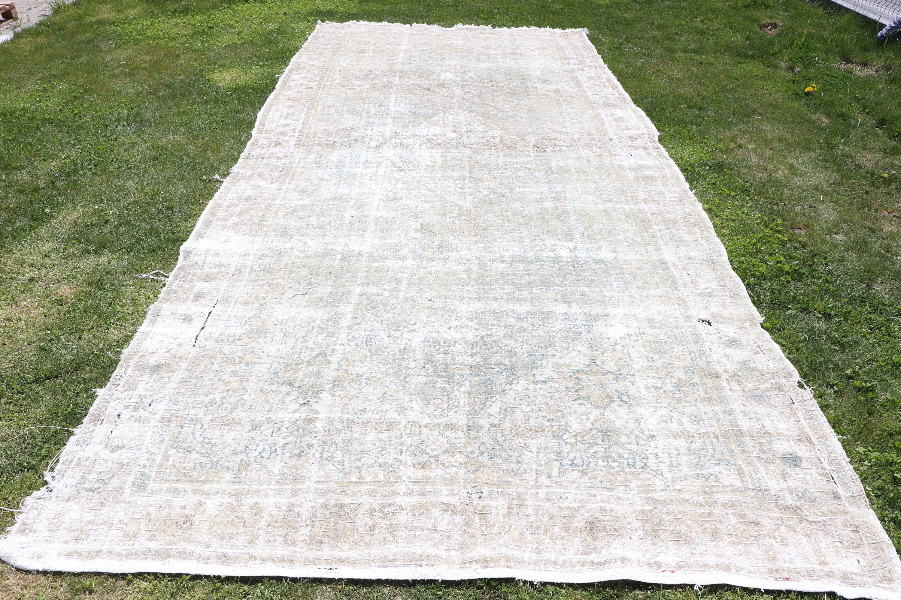 Neutral Rugs, Vintage Rugs, Living Room Rug, 6.6x15.5 ft Oversize Rug, Oushak Rug, Turkish Rug, Oversize Vintage Rug, Bronze Antique Rug