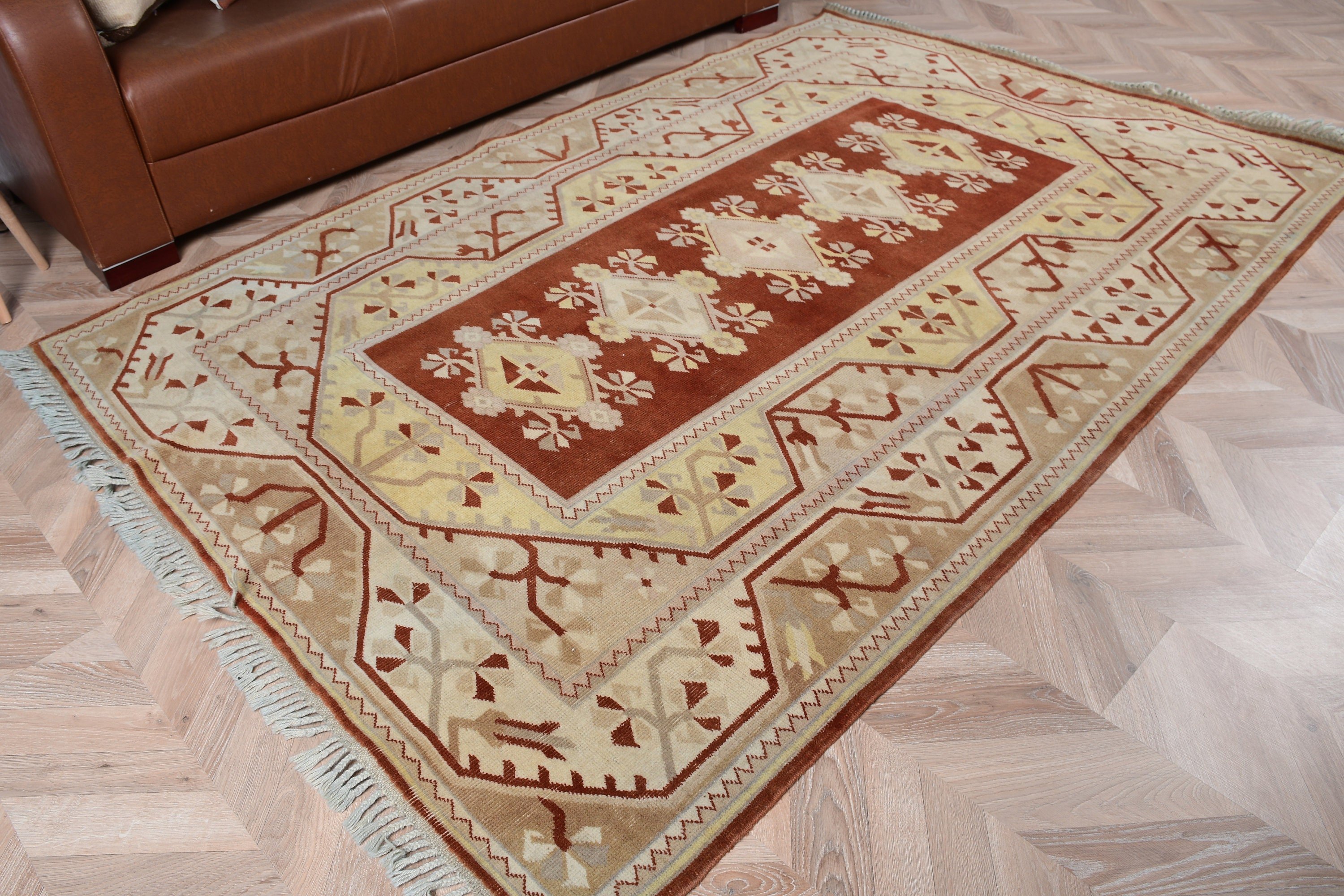 Cute Rug, Vintage Rug, Turkish Rug, 5.2x7.7 ft Large Rugs, Bedroom Rug, Dining Room Rug, Moroccan Rug, Oushak Rug, Beige Anatolian Rug