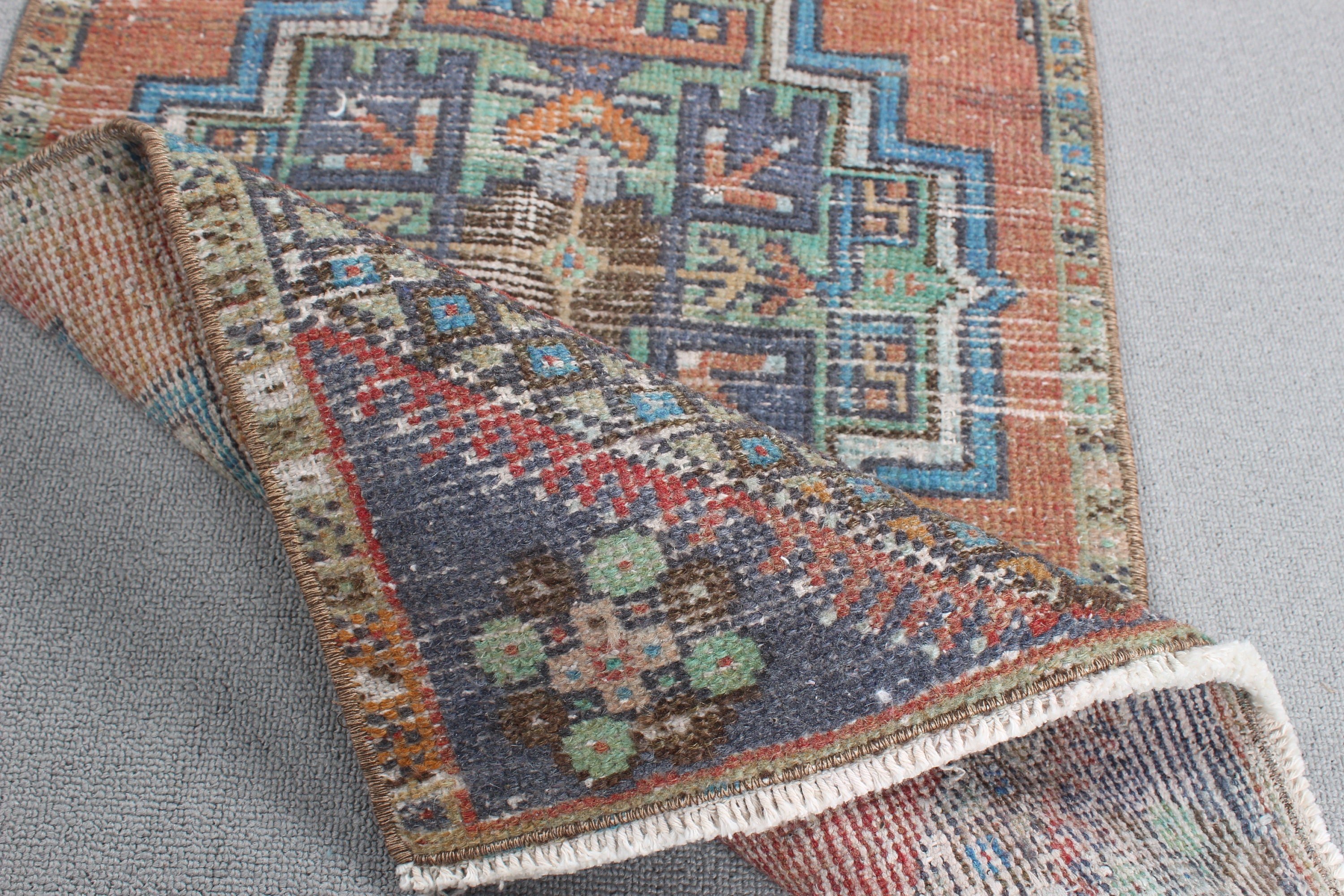 Boho Halıları, Türk Halısı, 1.6x3.3 ft Küçük Halı, Yeşil Nötr Halılar, Ofis Halısı, Duvara Asılı Halılar, Modern Halı, Vintage Halı, Küçük Alan Halıları