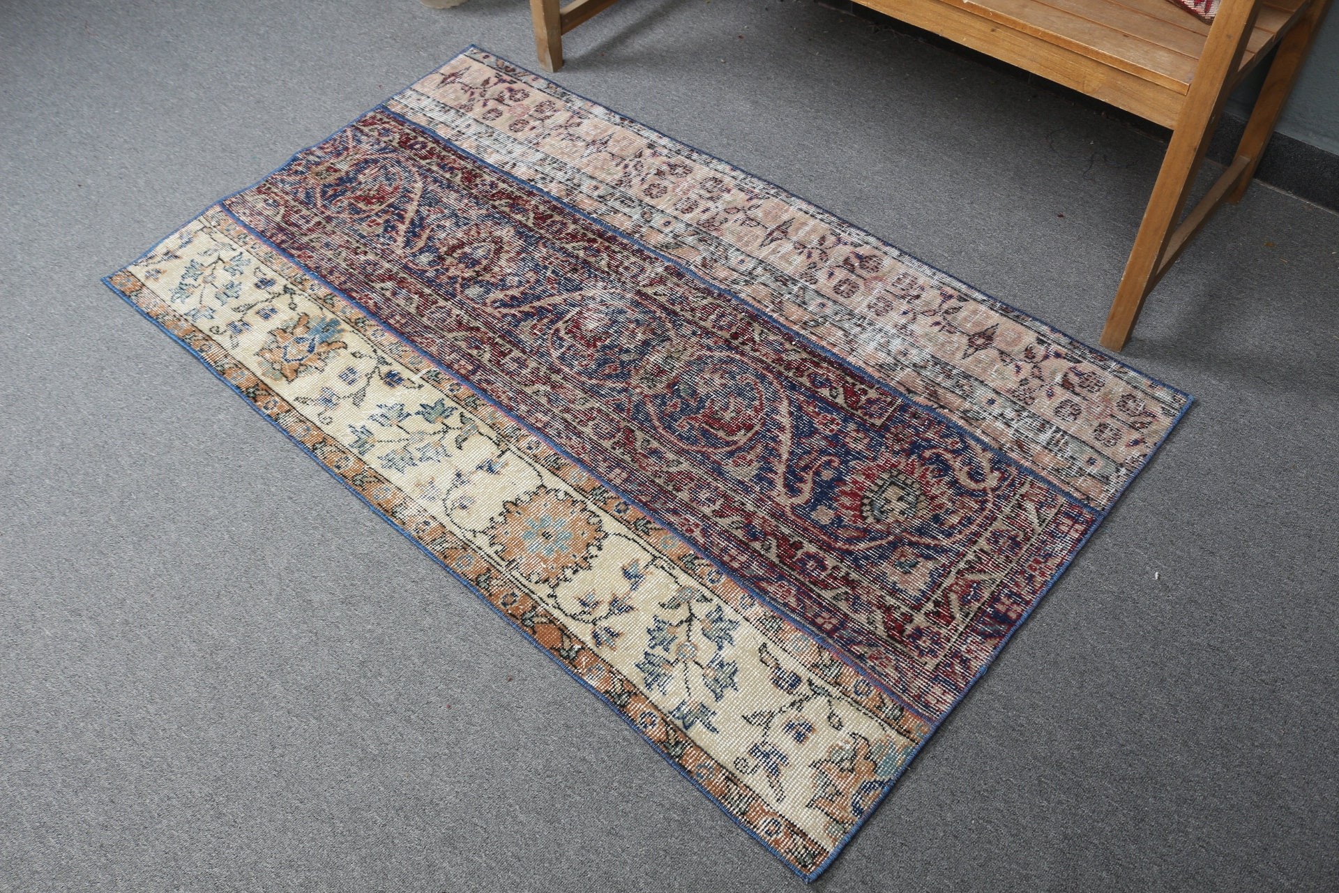 Oushak Halı, Duvara Asma Halılar, Vintage Halı, Türk Halıları, Mavi Soğuk Halı, 2,9x5 ft Küçük Halı, Eski Halı, Mutfak Halısı, Yün Halı, Banyo Halısı