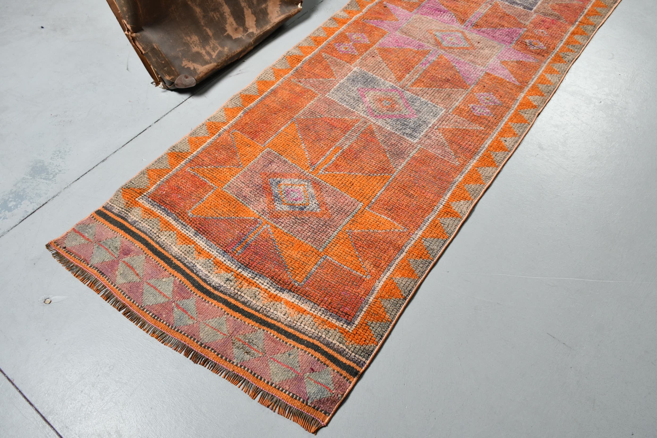 Kitchen Rug, Boho Rug, 3.2x10.7 ft Runner Rug, Orange Oriental Rug, Corridor Rug, Wool Rug, Vintage Rugs, Turkish Rug, Oriental Rug