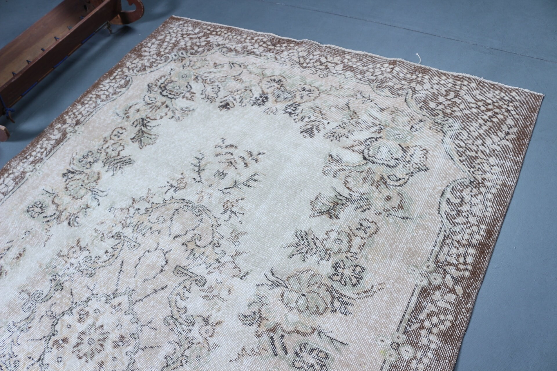 Vintage Halı, Türk Halısı, Yemek Odası Halıları, Oturma Odası Halısı, Fas Halıları, 6.1x10.2 ft Büyük Halılar, Bej Oryantal Halı, Ev Dekorasyonu Halısı