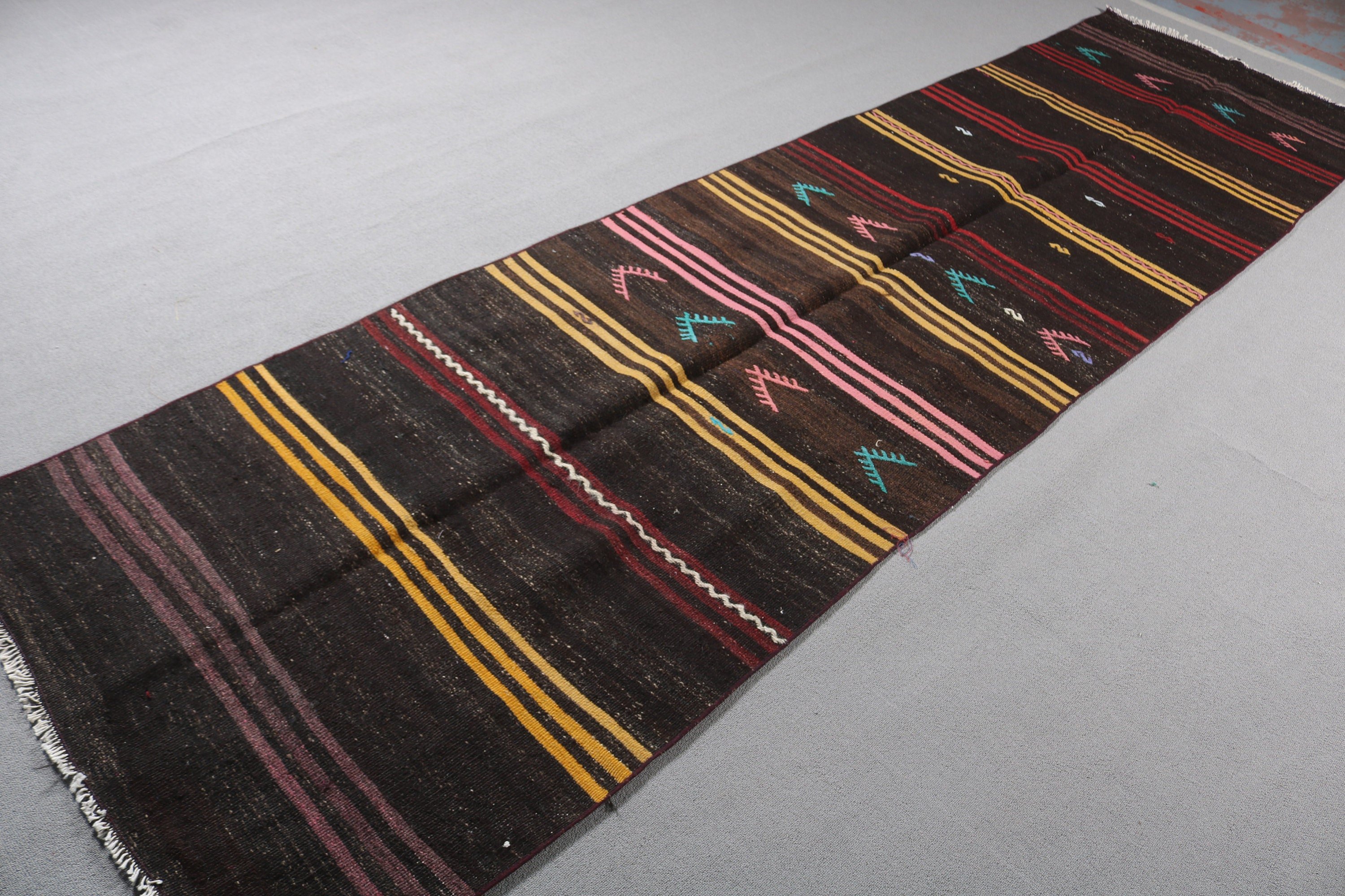 Bedroom Rug, Anatolian Rug, 3.3x11.8 ft Runner Rugs, Vintage Rug, Corridor Rug, Turkish Rug, Brown Kitchen Rugs, Kilim, Hallway Rugs