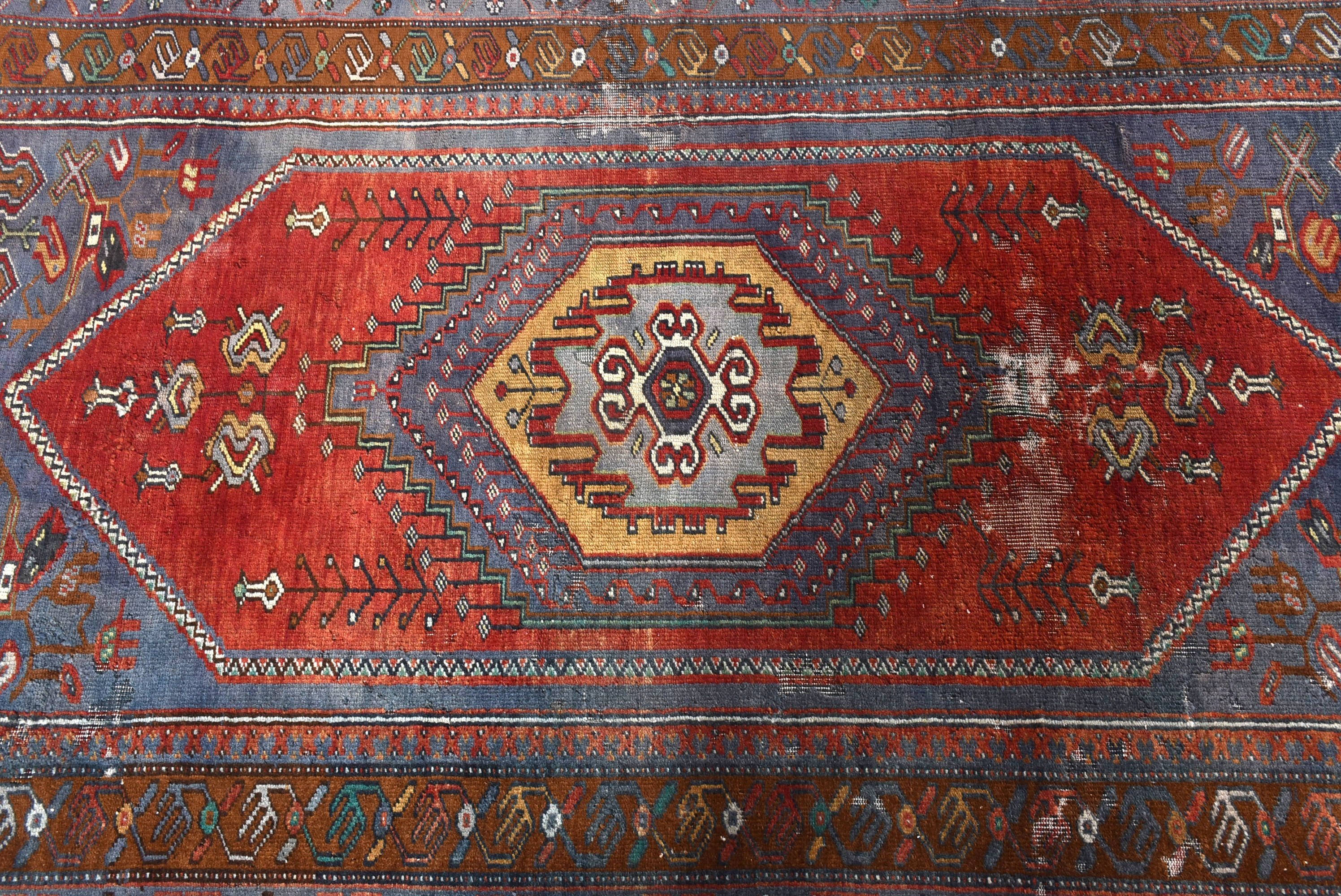 Vintage Halı, Giriş Halıları, Kırmızı Antika Halılar, Dekoratif Halı, 3,4x6,4 ft Vurgu Halıları, Mutfak Halısı, Yer Halısı, Türk Halısı, Oushak Halıları