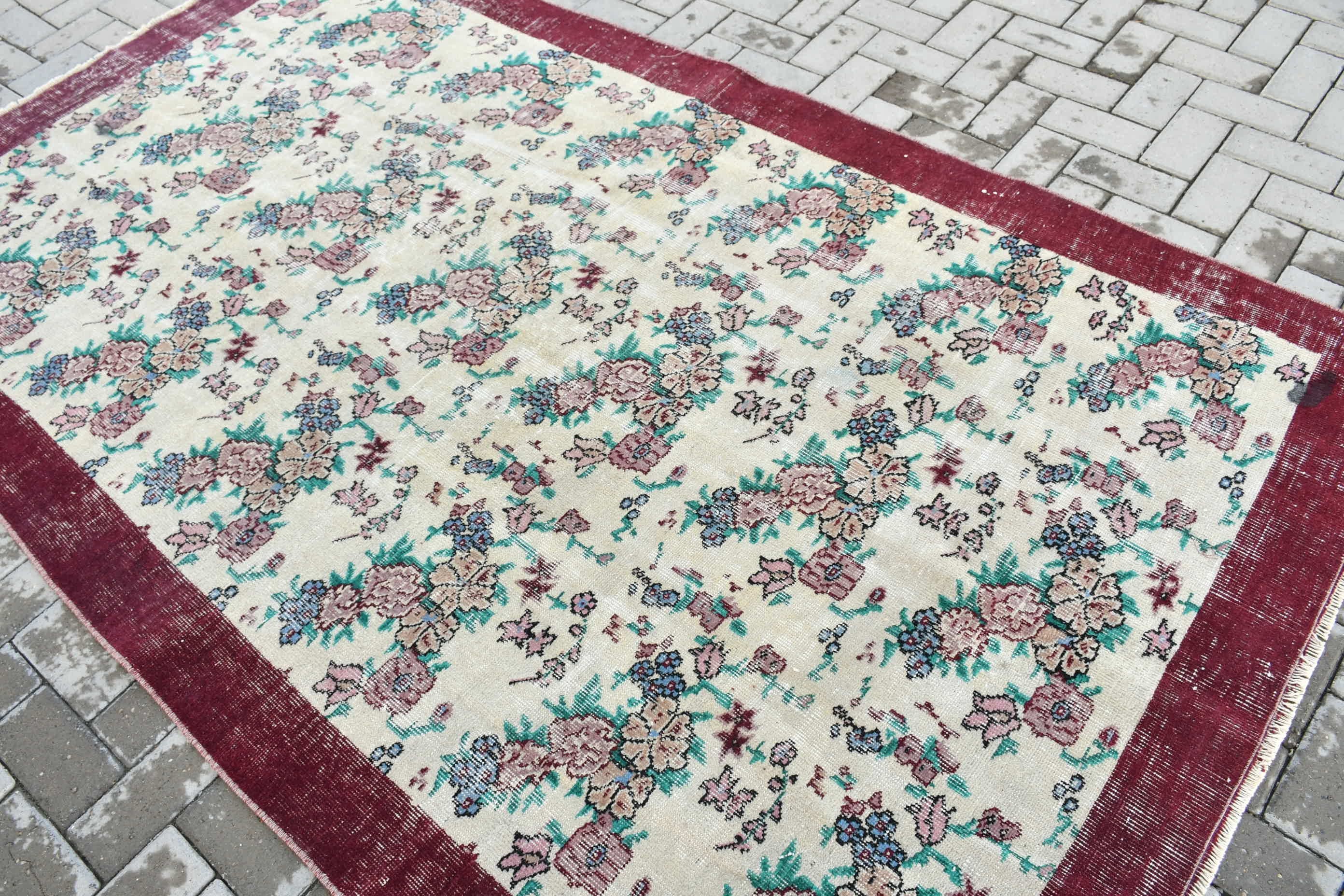 Turkish Rugs, Salon Rugs, Beige Bedroom Rugs, Vintage Rug, Custom Rugs, Floor Rugs, 5.3x8.6 ft Large Rug, Kitchen Rug, Dining Room Rugs