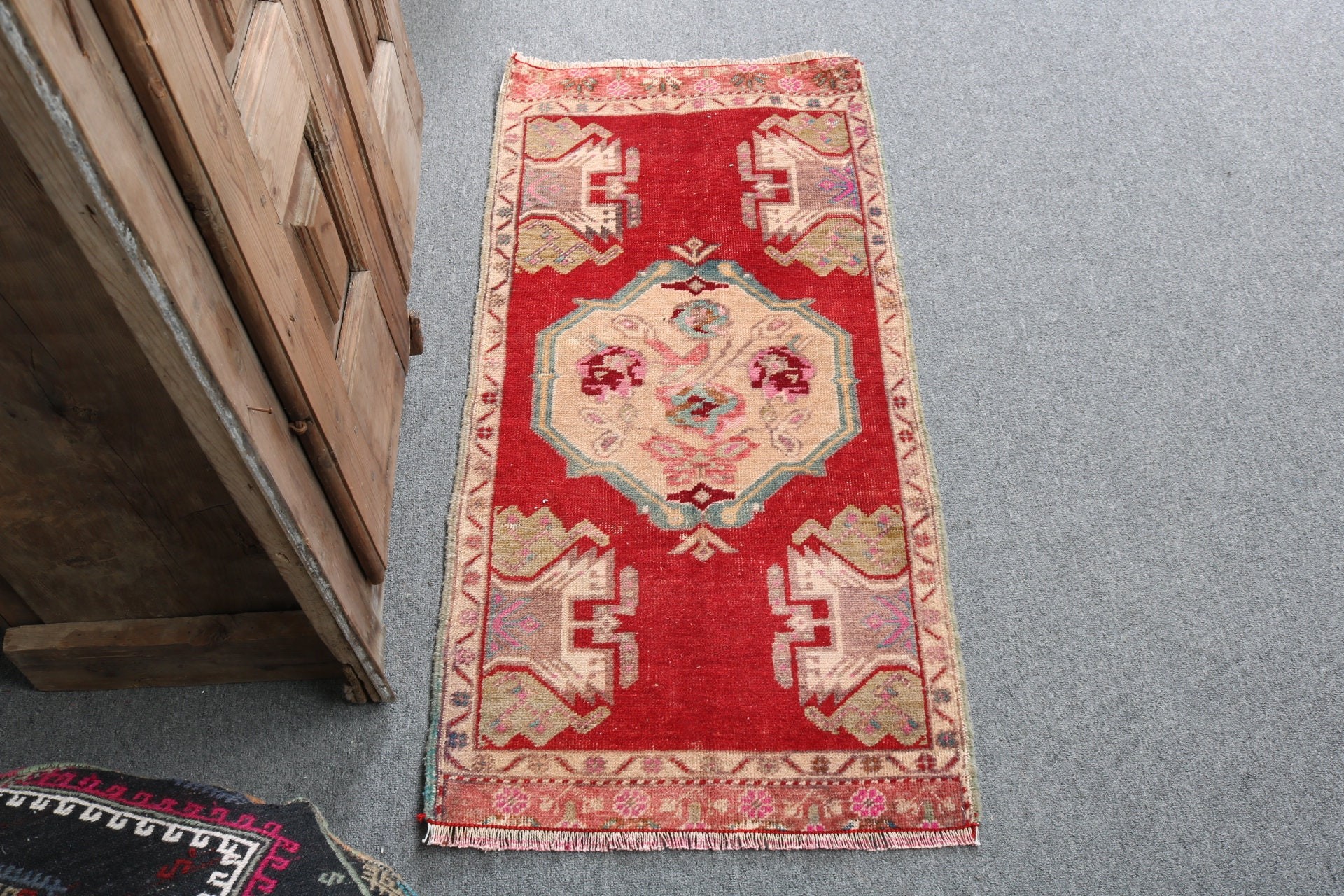 Floor Rug, Turkish Rug, Moroccan Rugs, Turkey Rugs, Vintage Rugs, Kitchen Rug, Red Neutral Rug, Small Vintage Rugs, 1.8x3.6 ft Small Rug