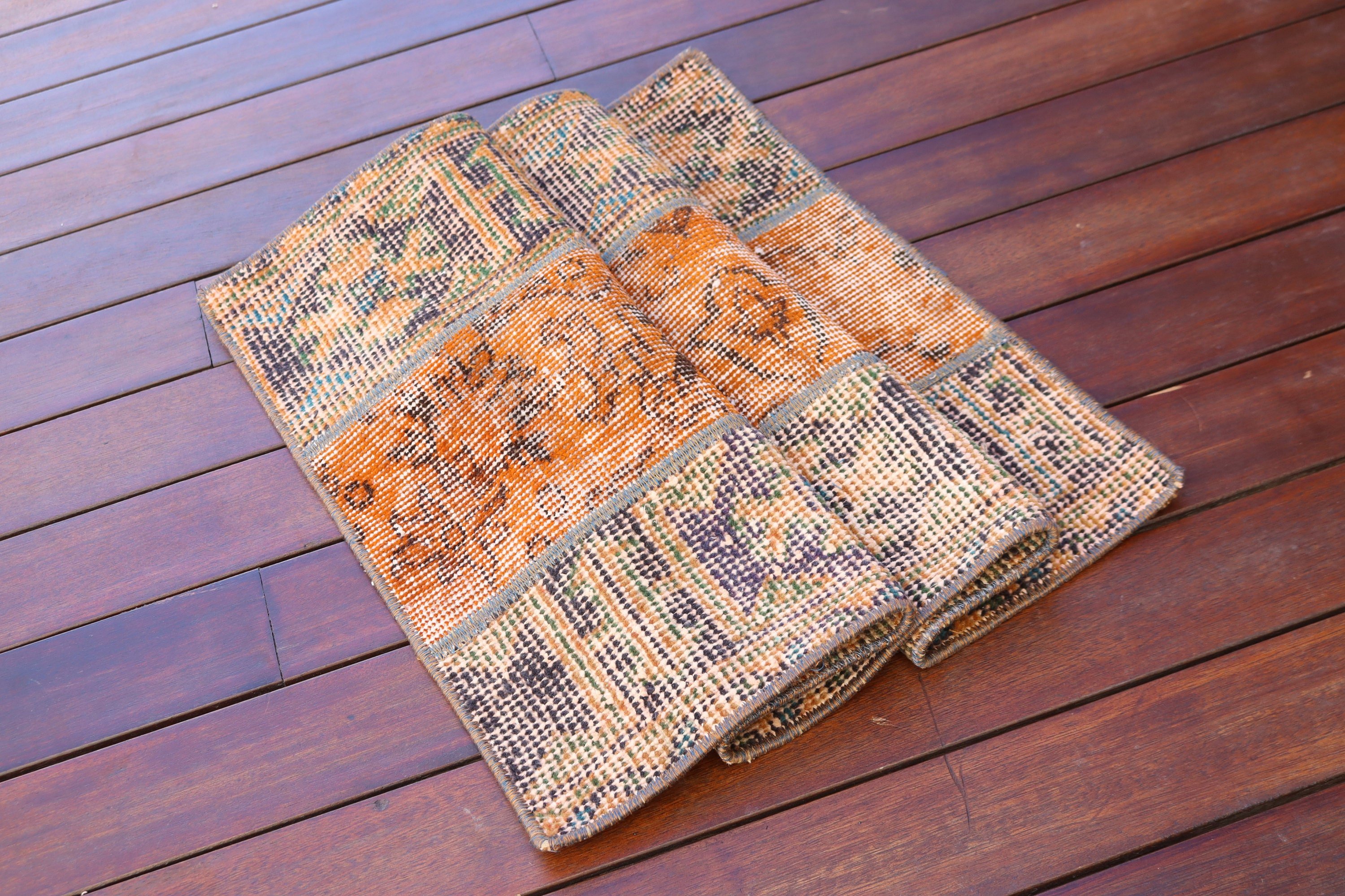 Floor Rugs, Handwoven Rug, 1.7x3.1 ft Small Rug, Vintage Rug, Turkish Rugs, Kitchen Rugs, Orange Cool Rugs, Bathroom Rugs, Rugs for Nursery