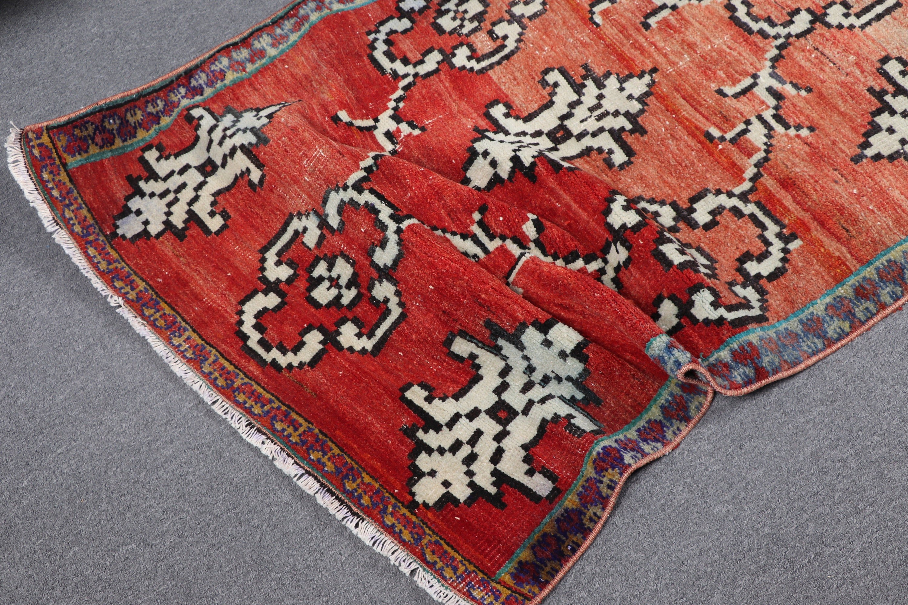 Wool Rug, Bedroom Rugs, Nursery Rug, Red Kitchen Rug, 3x5.6 ft Accent Rug, Rugs for Nursery, Vintage Rug, Turkish Rugs