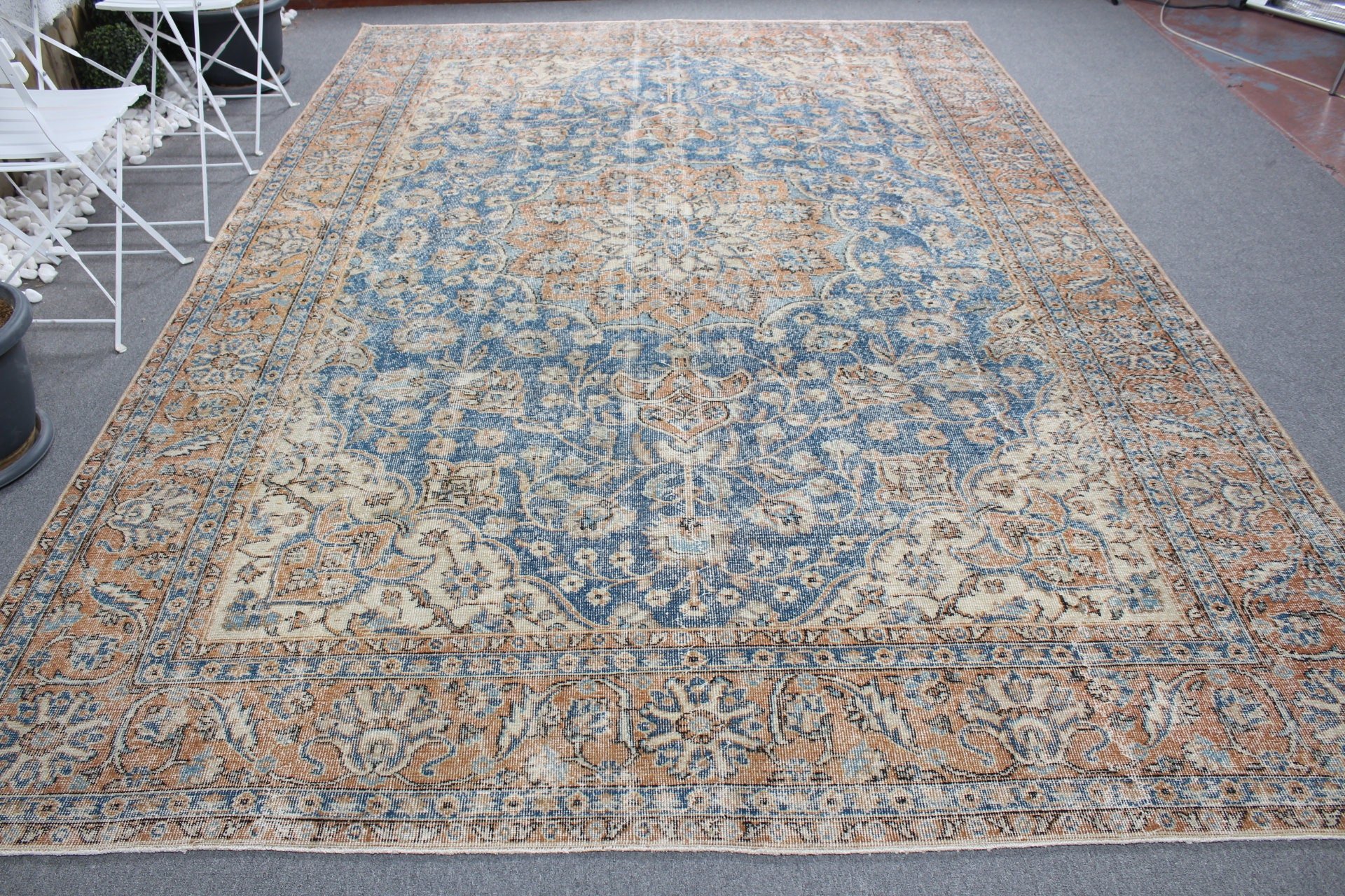 Bohem Halılar, Salon Halıları, 8.1x12.7 ft Büyük Boy Halı, Mavi Yer Halıları, Oryantal Halılar, Salon Halısı, Türk Halıları, Vintage Halılar, Ev Dekorasyonu Halısı