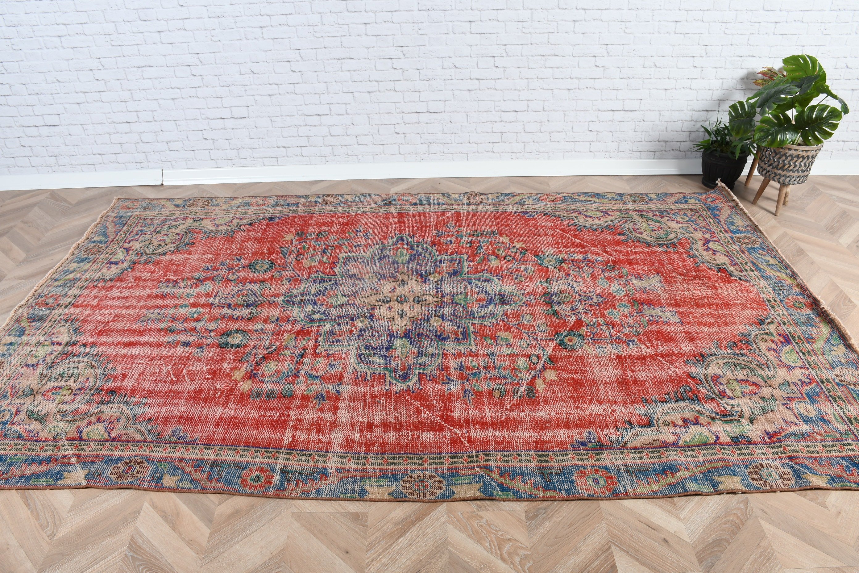 Artistic Rugs, Salon Rugs, Geometric Rug, Vintage Rugs, Turkish Rug, Bedroom Rug, Red Cool Rugs, 5.7x9.6 ft Large Rugs, Handwoven Rug