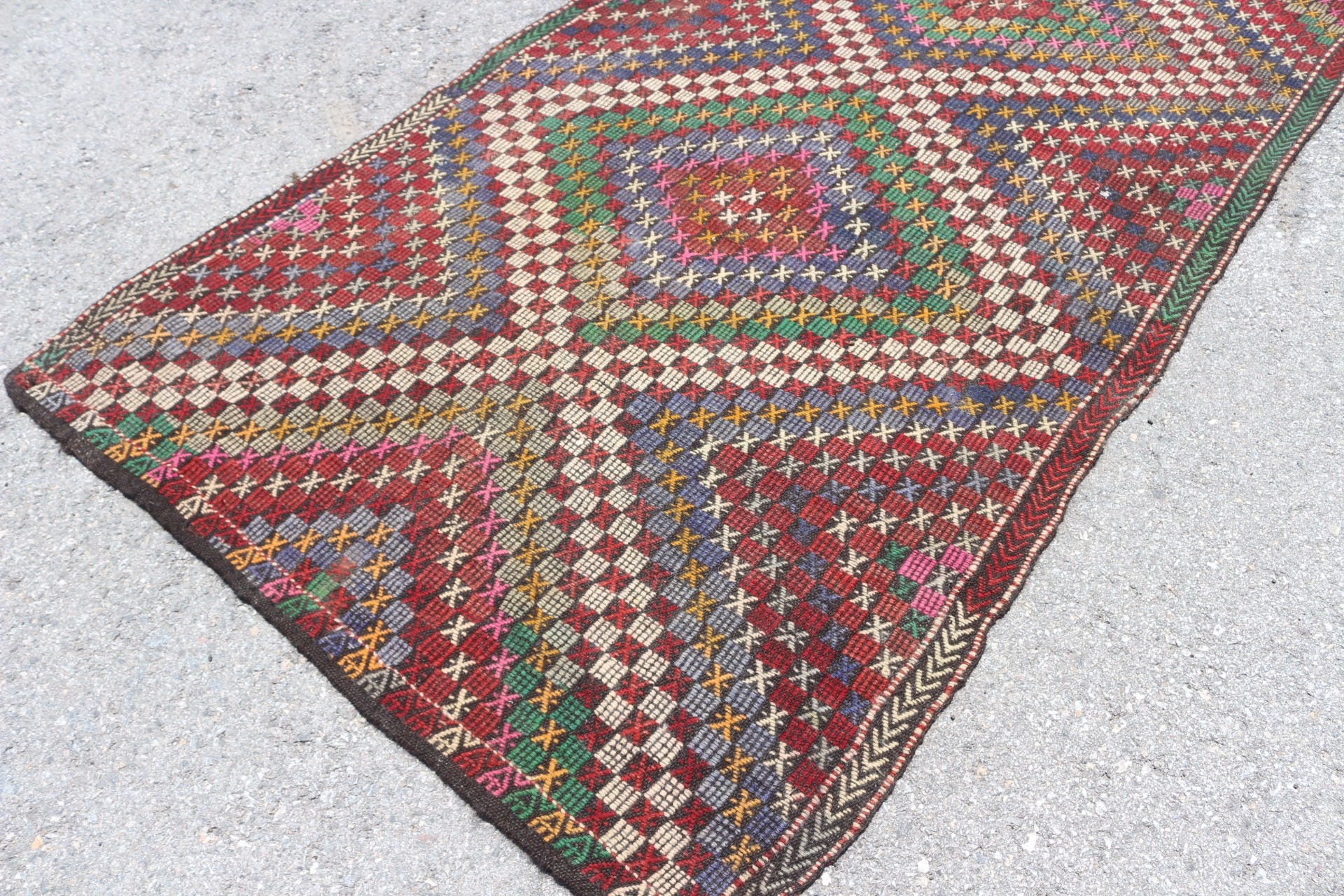 Home Decor Rugs, Kitchen Rug, Red Oriental Rugs, Turkish Rug, Vintage Rug, 5.2x11.9 ft Large Rug, Bedroom Rug, Kilim, Dining Room Rugs