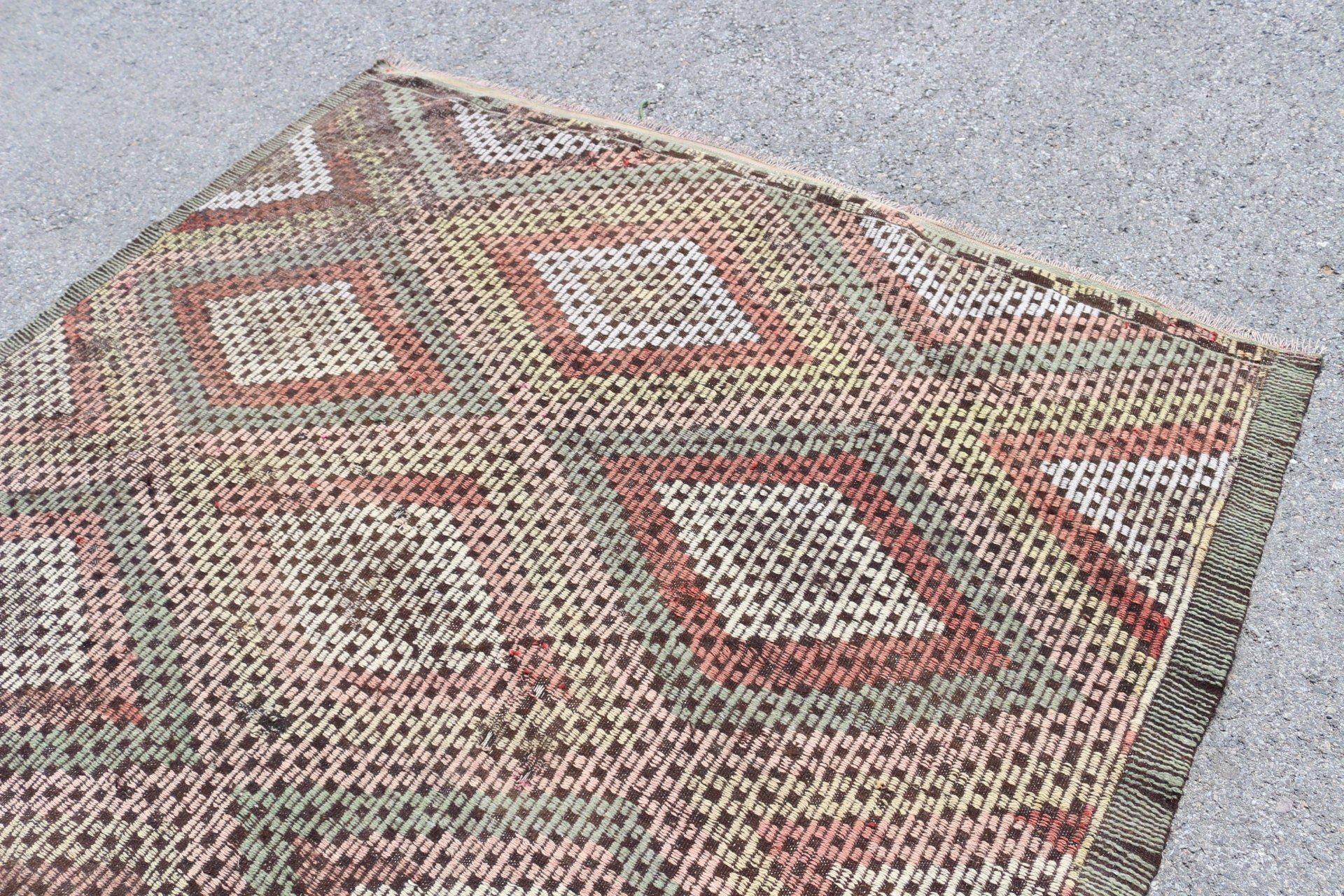 Retro Halı, 6.6x9.3 ft Büyük Halı, Türk Halısı, Antika Halı, Kilim, Yatak Odası Halıları, Yer Halıları, Vintage Halı, Yeşil Yatak Odası Halıları, Salon Halıları