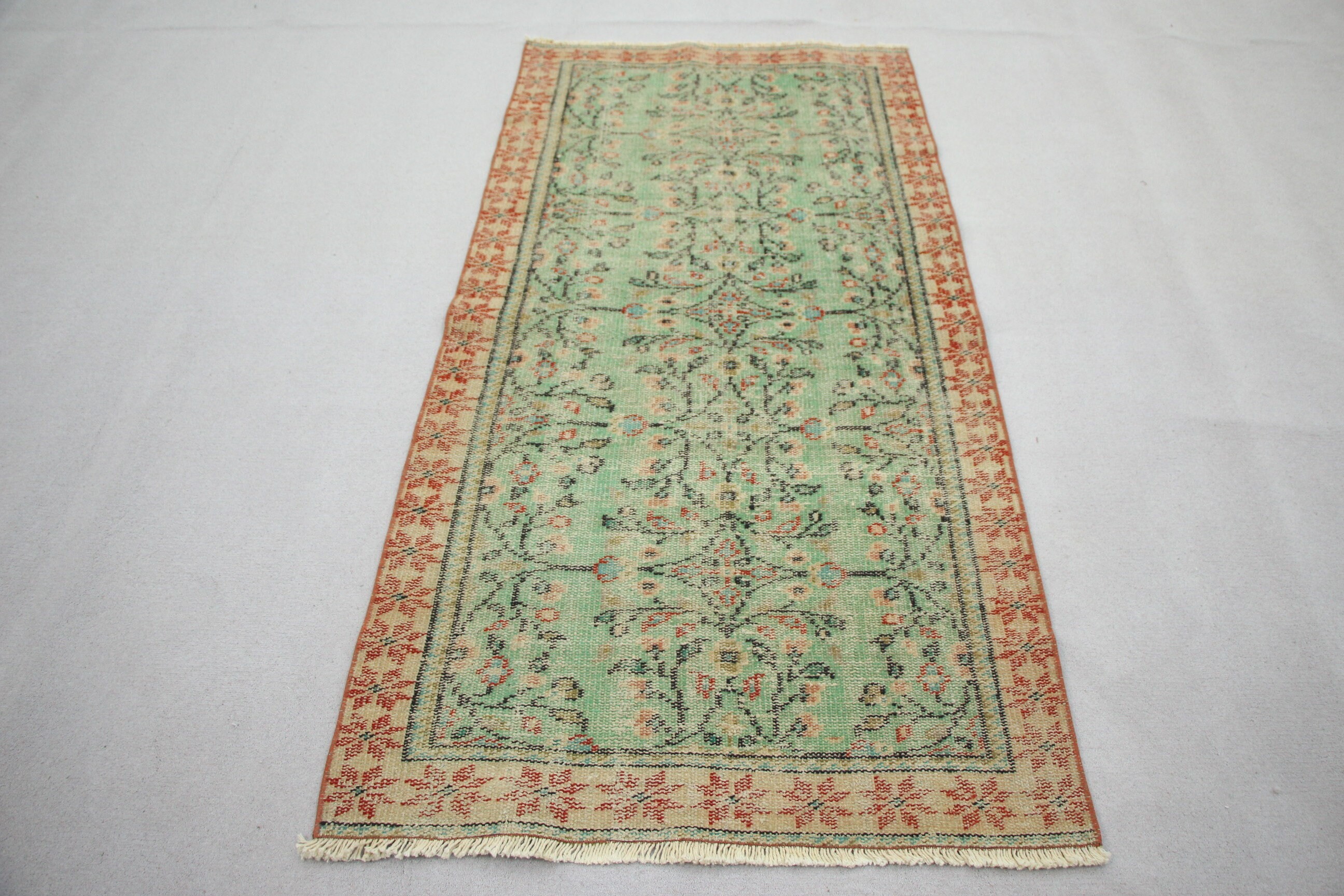 Entry Rug, Anatolian Rug, 3.1x6.4 ft Accent Rugs, Distressed Rug, Turkish Rug, Kitchen Rug, Vintage Rugs, Home Decor Rugs, Green Floor Rug