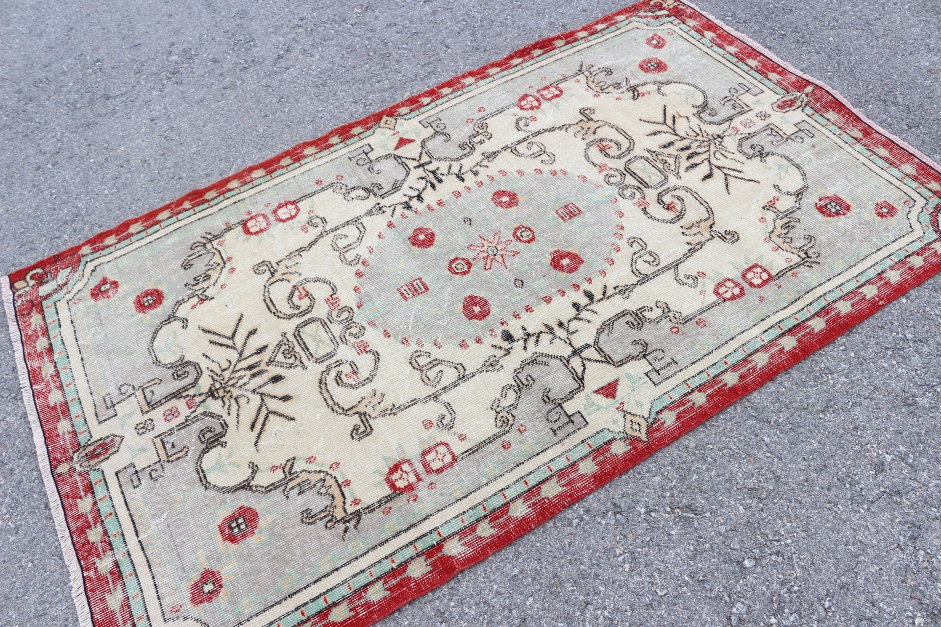 Cool Rug, Beige Home Decor Rugs, Pastel Rugs, Rugs for Indoor, Turkish Rug, Vintage Rugs, 3.9x6.5 ft Area Rug, Antique Rug, Living Room Rug