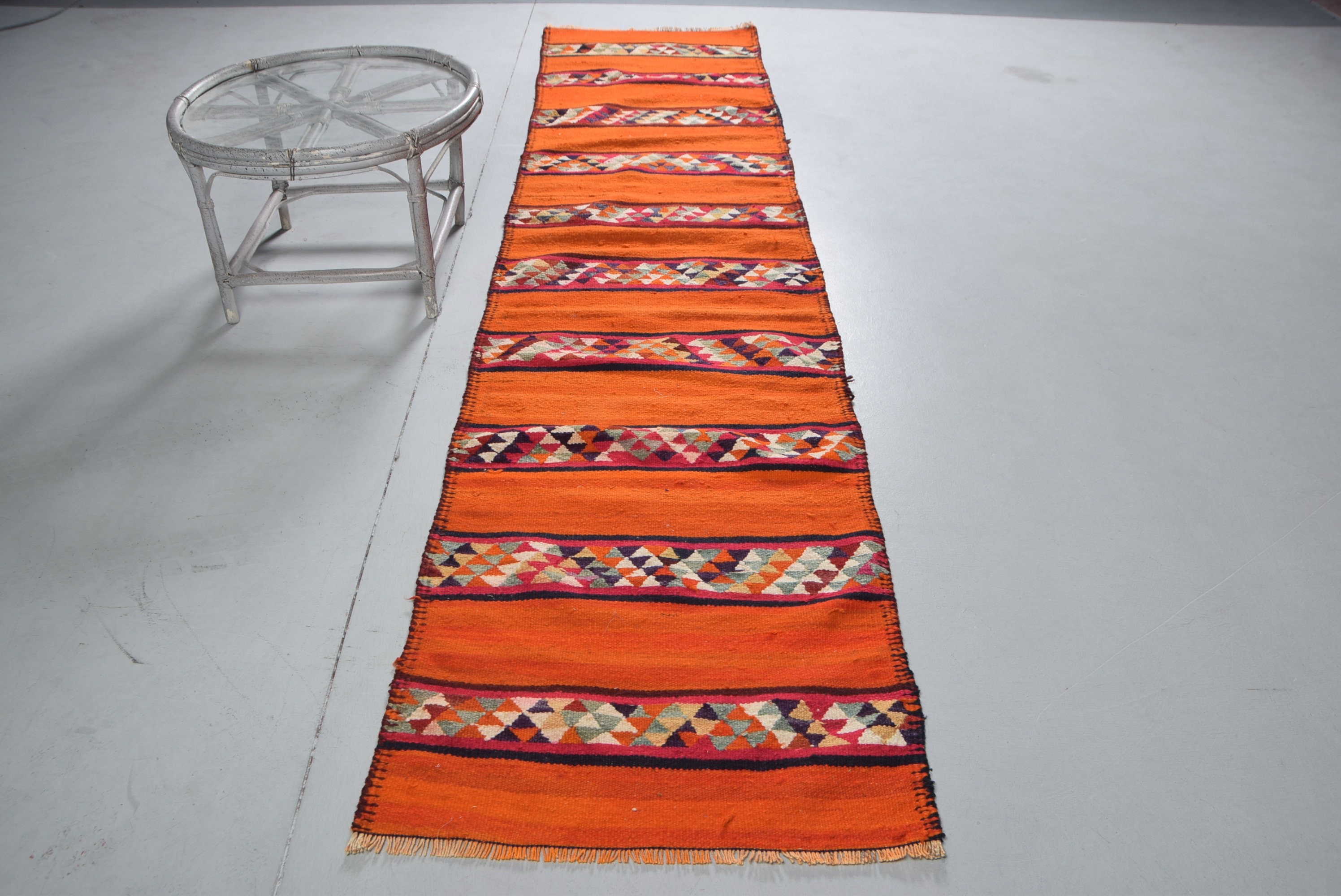 Merdiven Halıları, Soğuk Halı, Koridor Halıları, Türk Halısı, 2,7x11,4 ft Runner Halısı, Vintage Halı, Mutfak Halısı, Turuncu Yün Halılar, Oryantal Halı