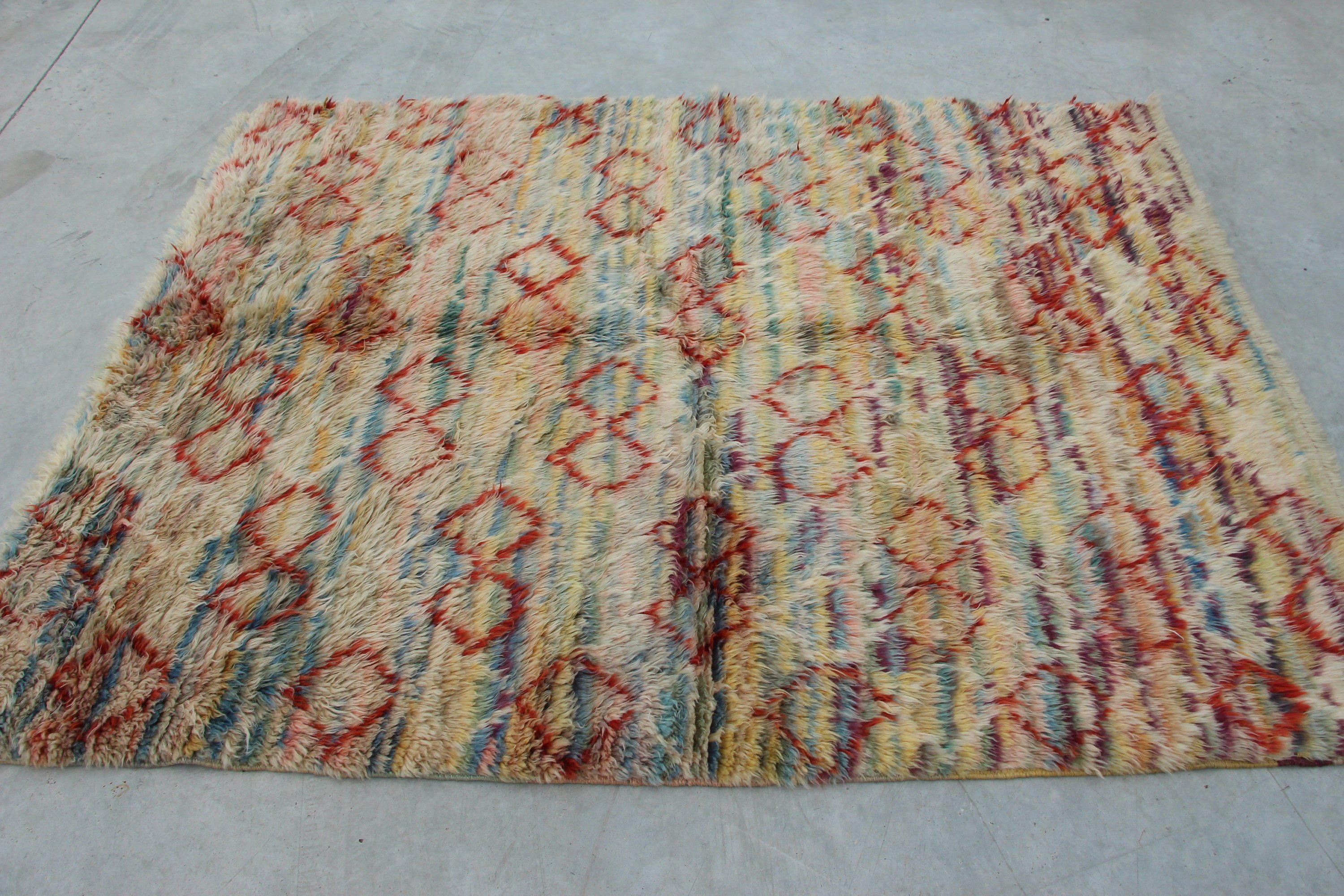 Vintage Rugs, Bedroom Rug, Rainbow Oushak Rugs, Custom Rug, Living Room Rug, 5x6.4 ft Area Rug, Rugs for Area, Turkish Rugs, Cool Rugs