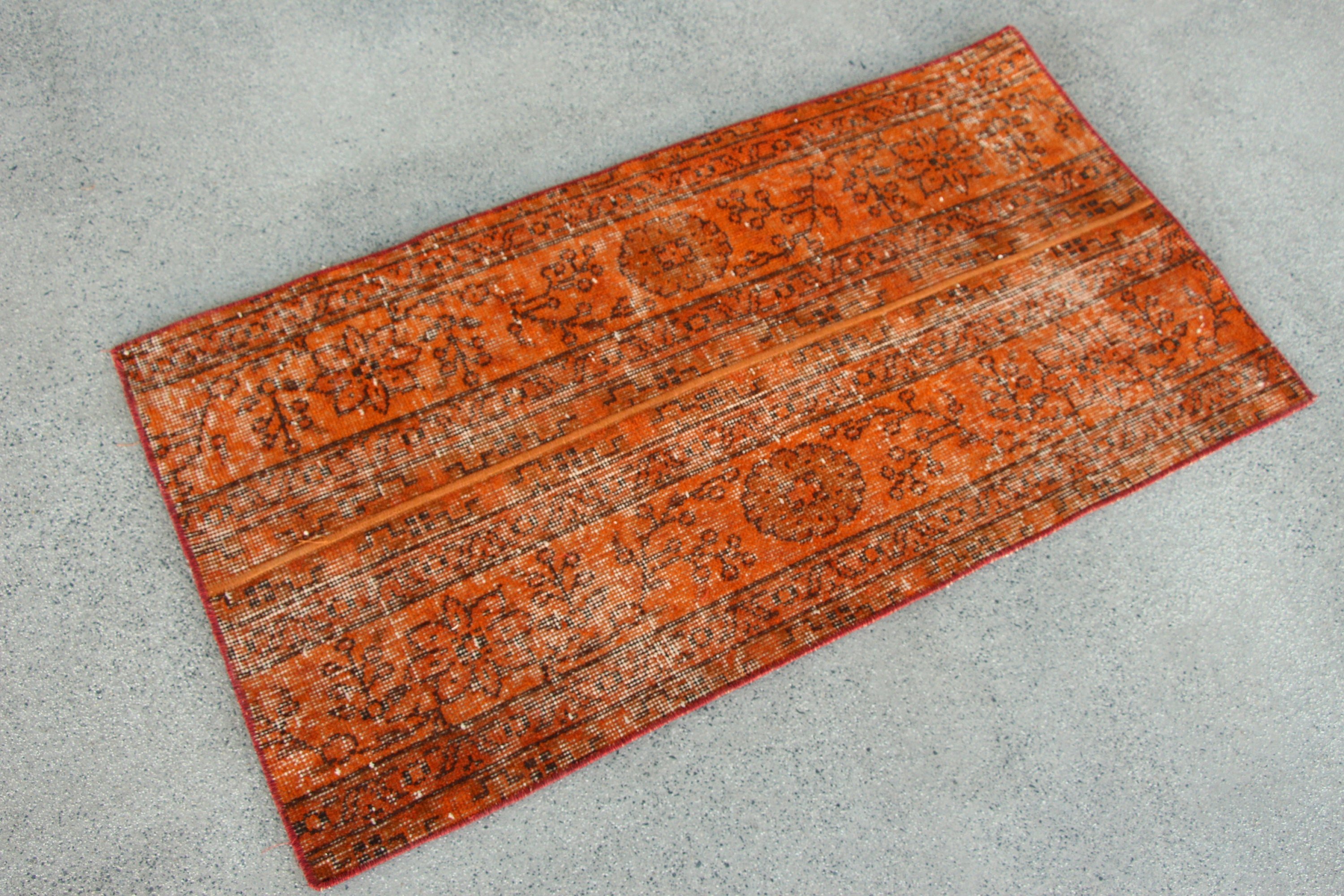 Bath Rugs, Kitchen Rug, Vintage Rugs, Distressed Rug, 2.1x3.9 ft Small Rug, Turkish Rugs, Orange Antique Rugs, Home Decor Rug, Wool Rugs