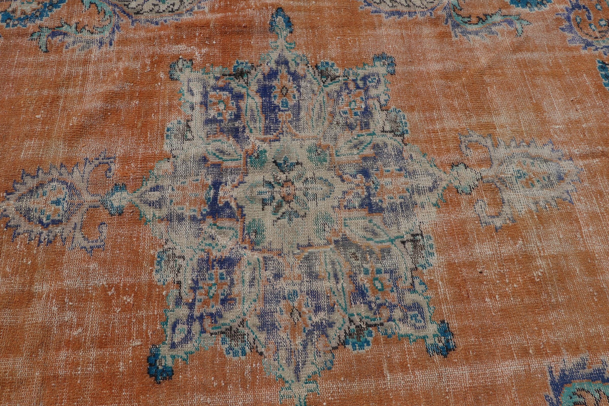 Dining Room Rugs, Decorative Rug, Salon Rug, Floor Rug, Orange Oushak Rug, Turkish Rugs, Antique Rugs, Vintage Rug, 7x10.5 ft Oversize Rug