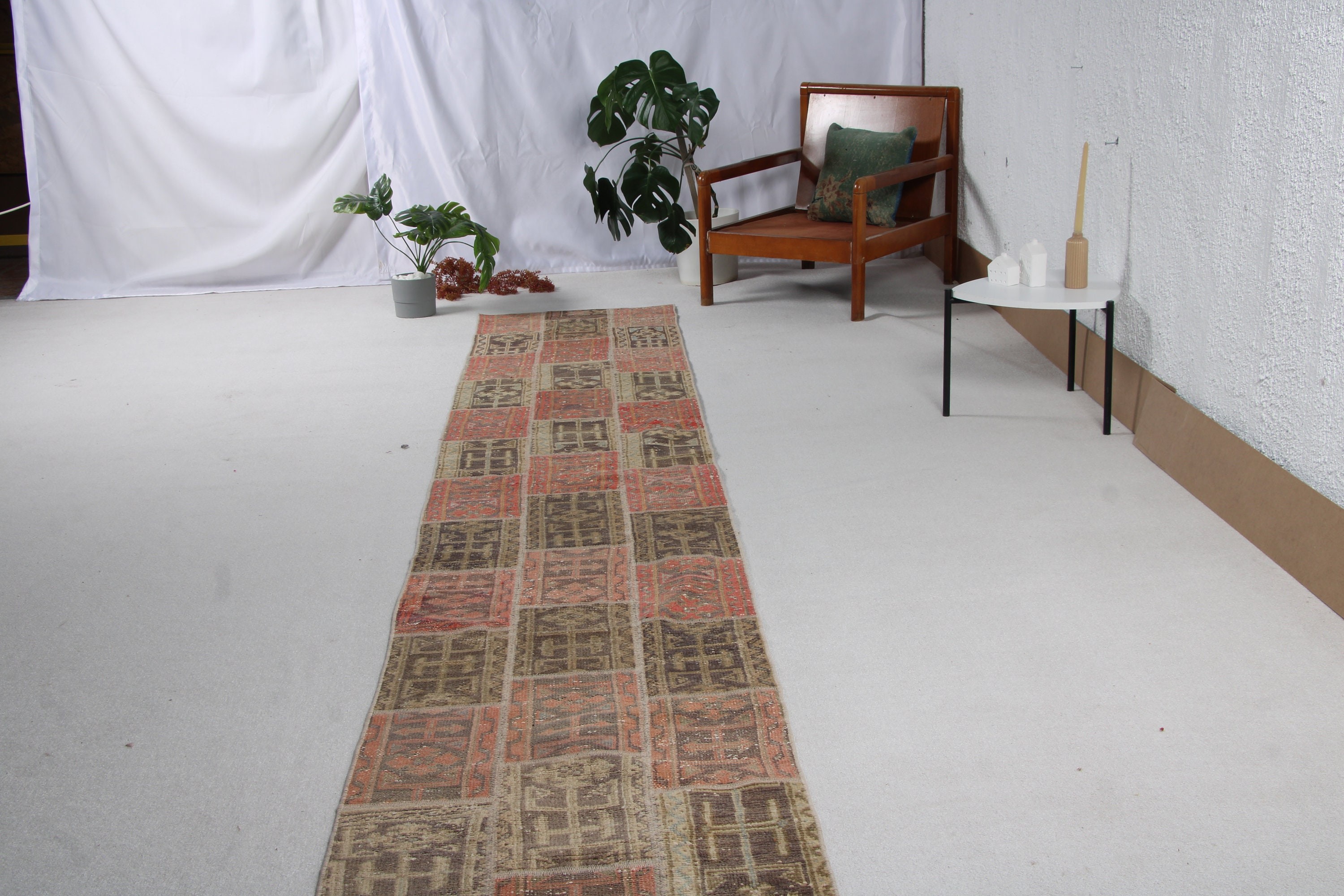 Boho Halı, Kahverengi Oryantal Halılar, Merdiven Halısı, Vintage Runner Halısı, Vintage Halılar, 2.4x14.5 ft Runner Halıları, Türk Halıları, Ev Dekorasyonu Halıları