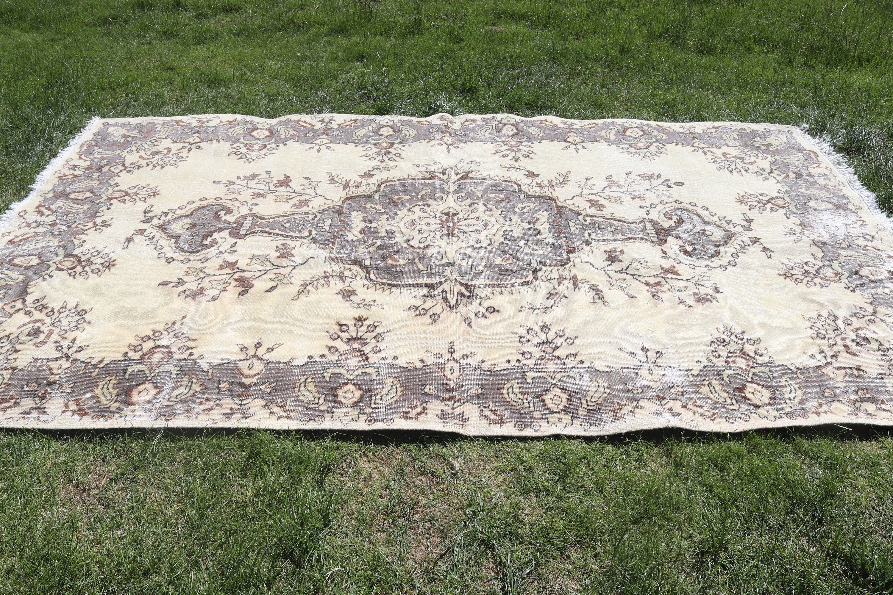 Vintage Halı, Büyük Vintage Halı, Dış Mekan Halıları, Bej Boho Halıları, Havalı Halılar, Yatak Odası Halıları, 5.4x9.5 ft Büyük Halı, Türk Halısı, Yemek Odası Halısı