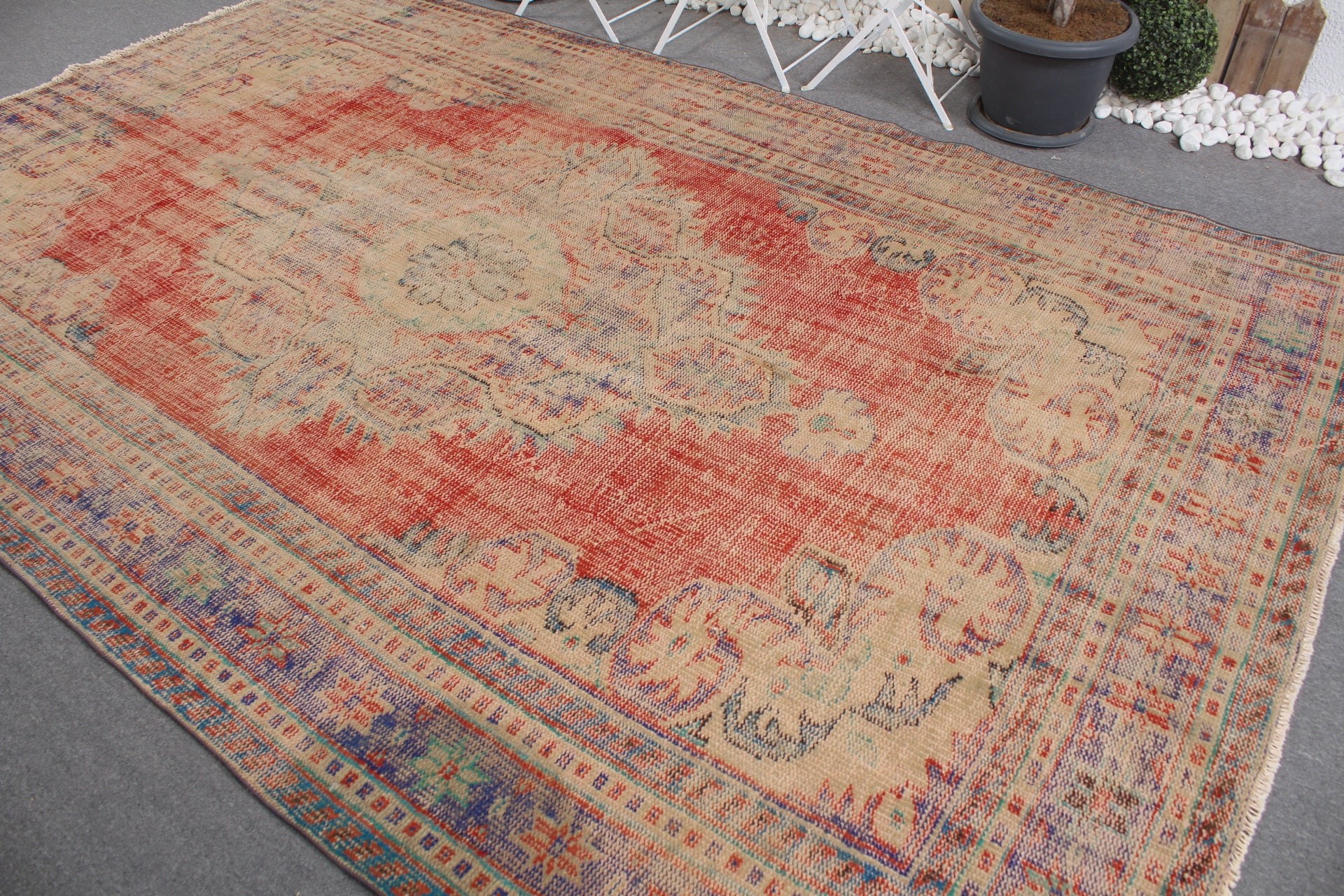 7.1x11.3 ft Oversize Rug, Vintage Rug, Oriental Rug, Red Cool Rug, Dining Room Rug, Rugs for Salon, Salon Rugs, Turkish Rugs, Bedroom Rugs