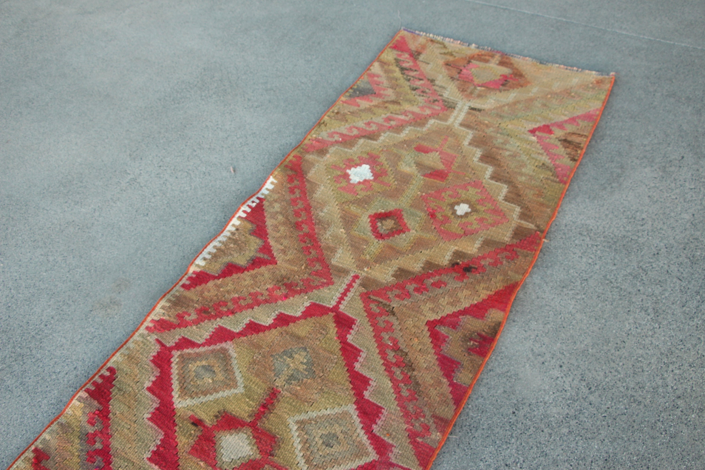 Kabile Halısı, Merdiven Halısı, Mutfak Halıları, Pembe Yün Halılar, Yer Halıları, Kilim, Türk Halıları, Vintage Halı, Merdiven Halıları, 2.4x10 ft Yolluk Halısı