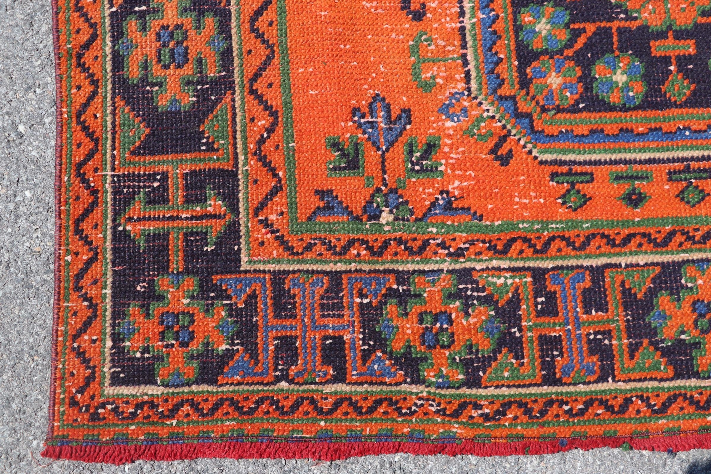 Hallway Rugs, Turkish Rug, Cool Rug, Eclectic Rug, Stair Rug, Orange Anatolian Rug, Home Decor Rugs, Vintage Rug, 4.4x11.3 ft Runner Rug