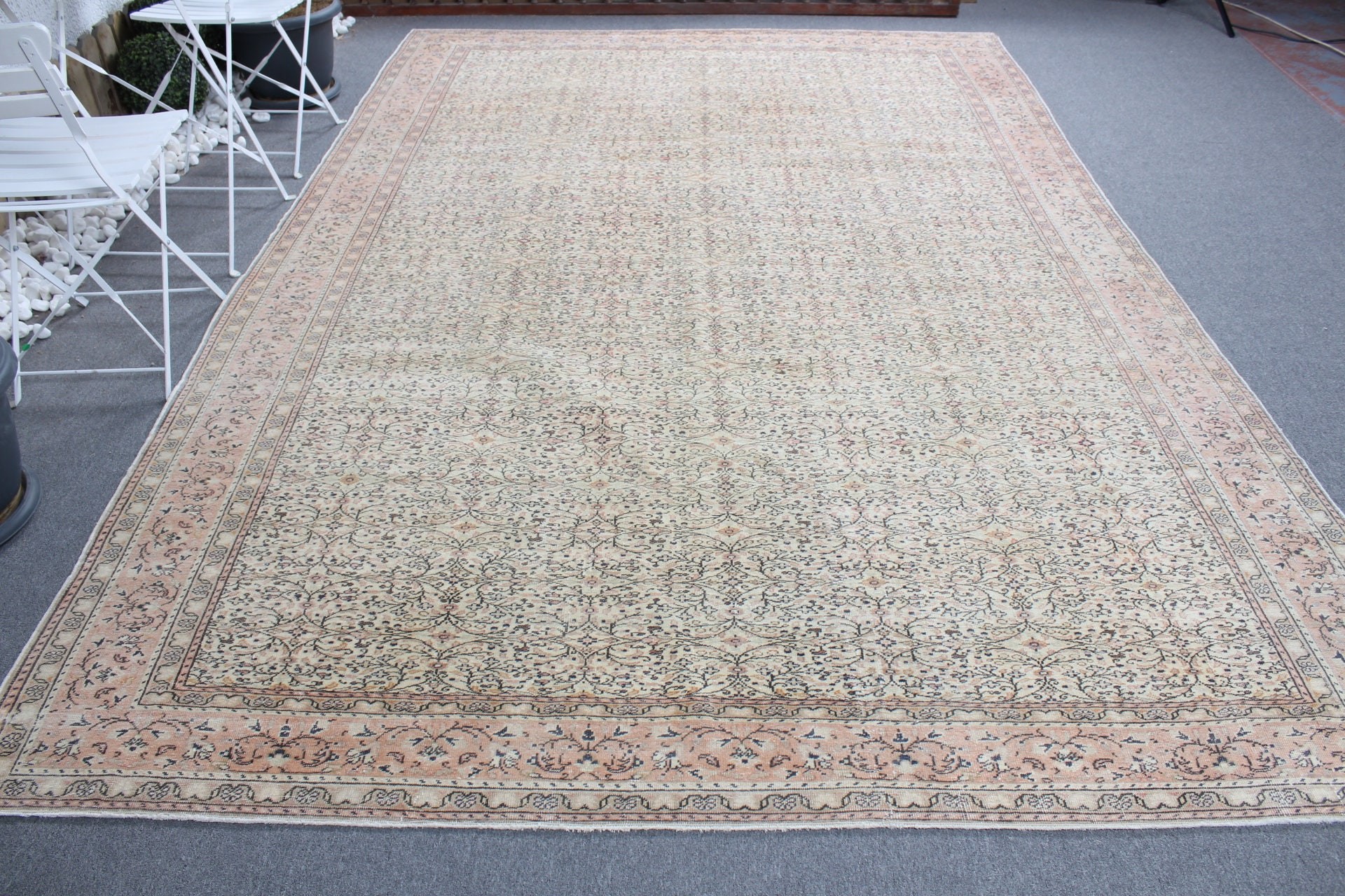 Dining Room Rugs, Wool Rug, Turkish Rugs, Beige Anatolian Rugs, Living Room Rug, 7.6x11.3 ft Oversize Rugs, Vintage Rug