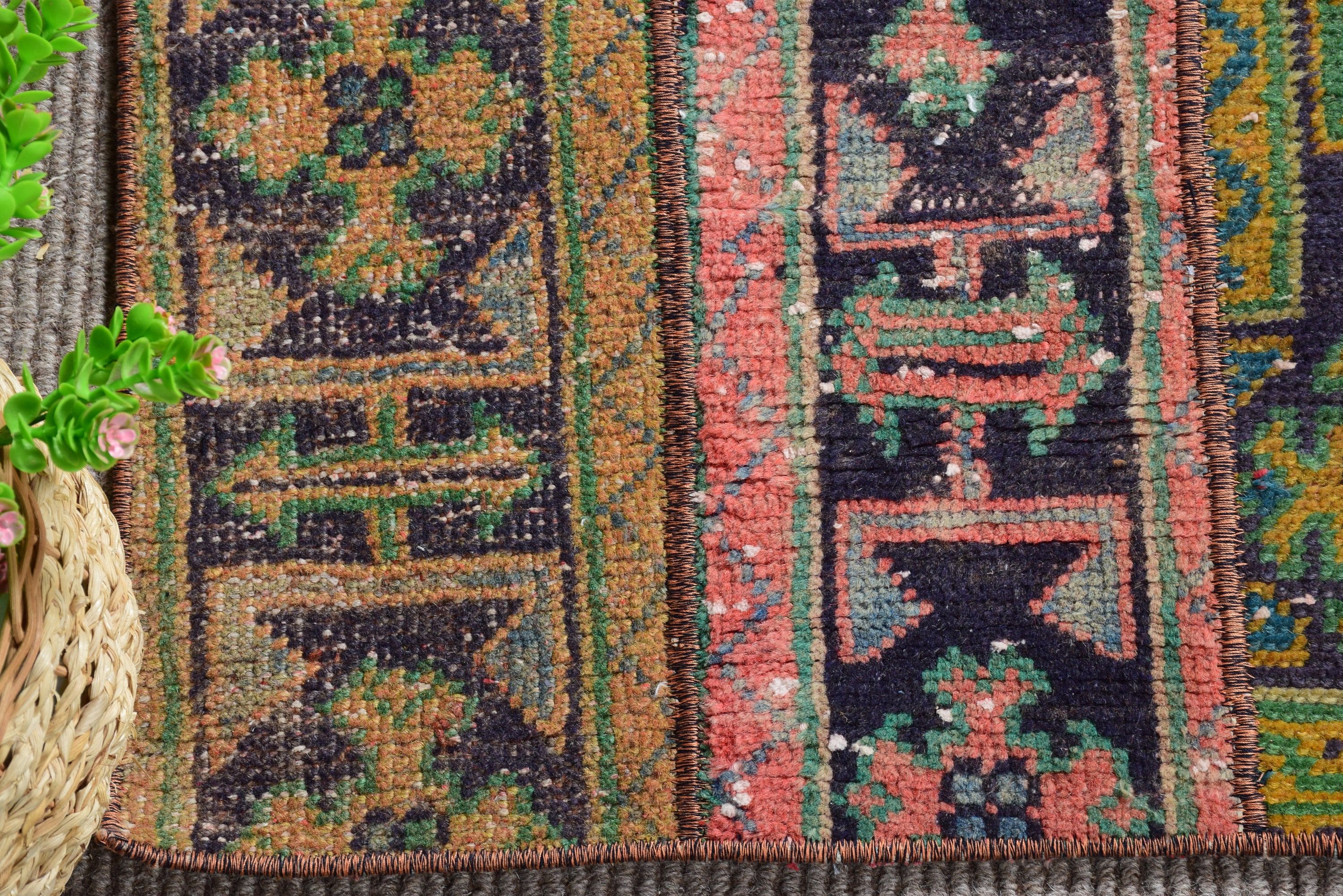 Turkish Rugs, Green Oriental Rug, Vintage Rug, 1.9x2.9 ft Small Rug, Wall Hanging Rug, Kitchen Rug, Floor Rug, Aztec Rug