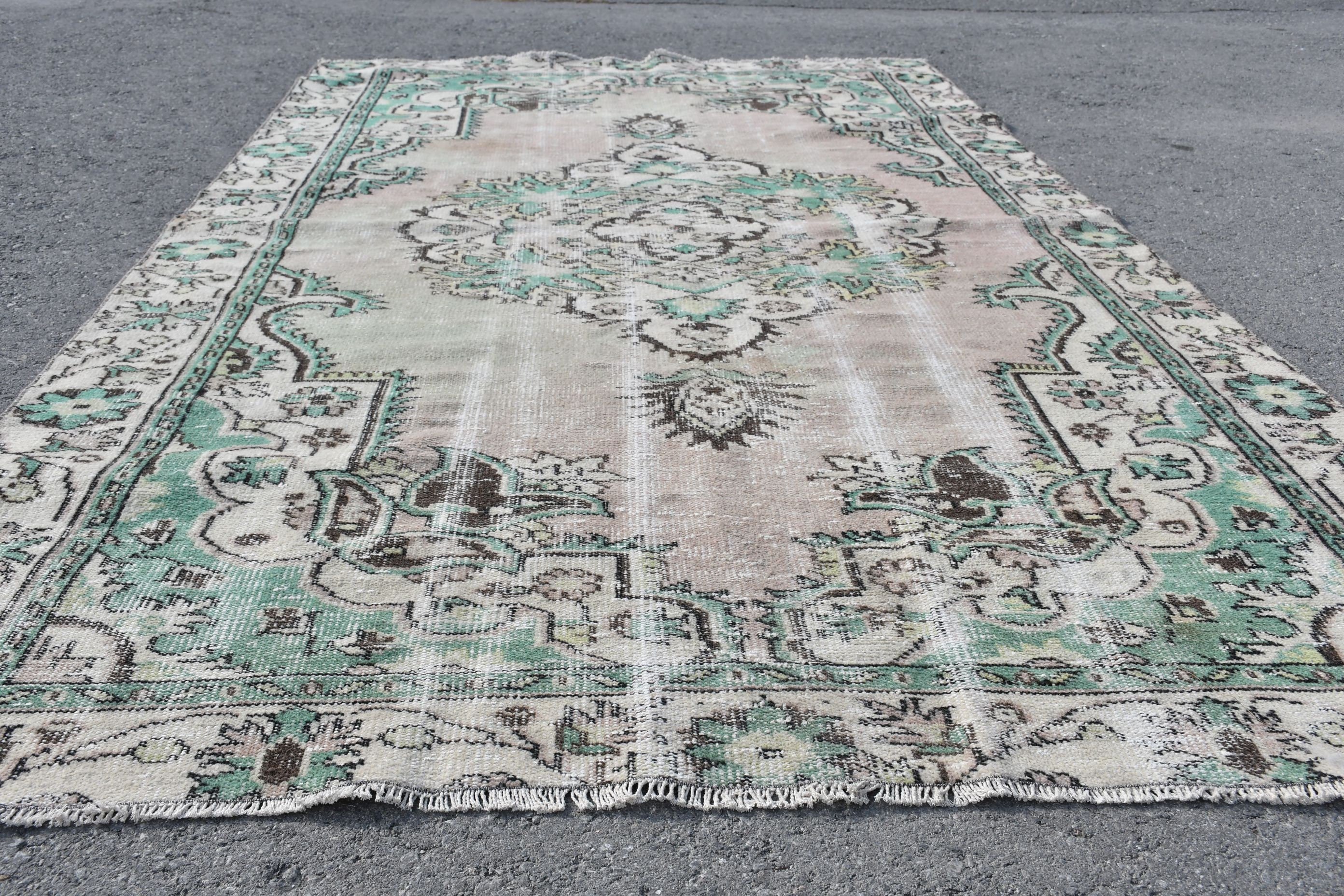 Salon Rug, Pale Rugs, Green Home Decor Rug, Living Room Rug, Turkish Rug, Vintage Rug, 5.4x9.5 ft Large Rug, Anatolian Rug, Antique Rug