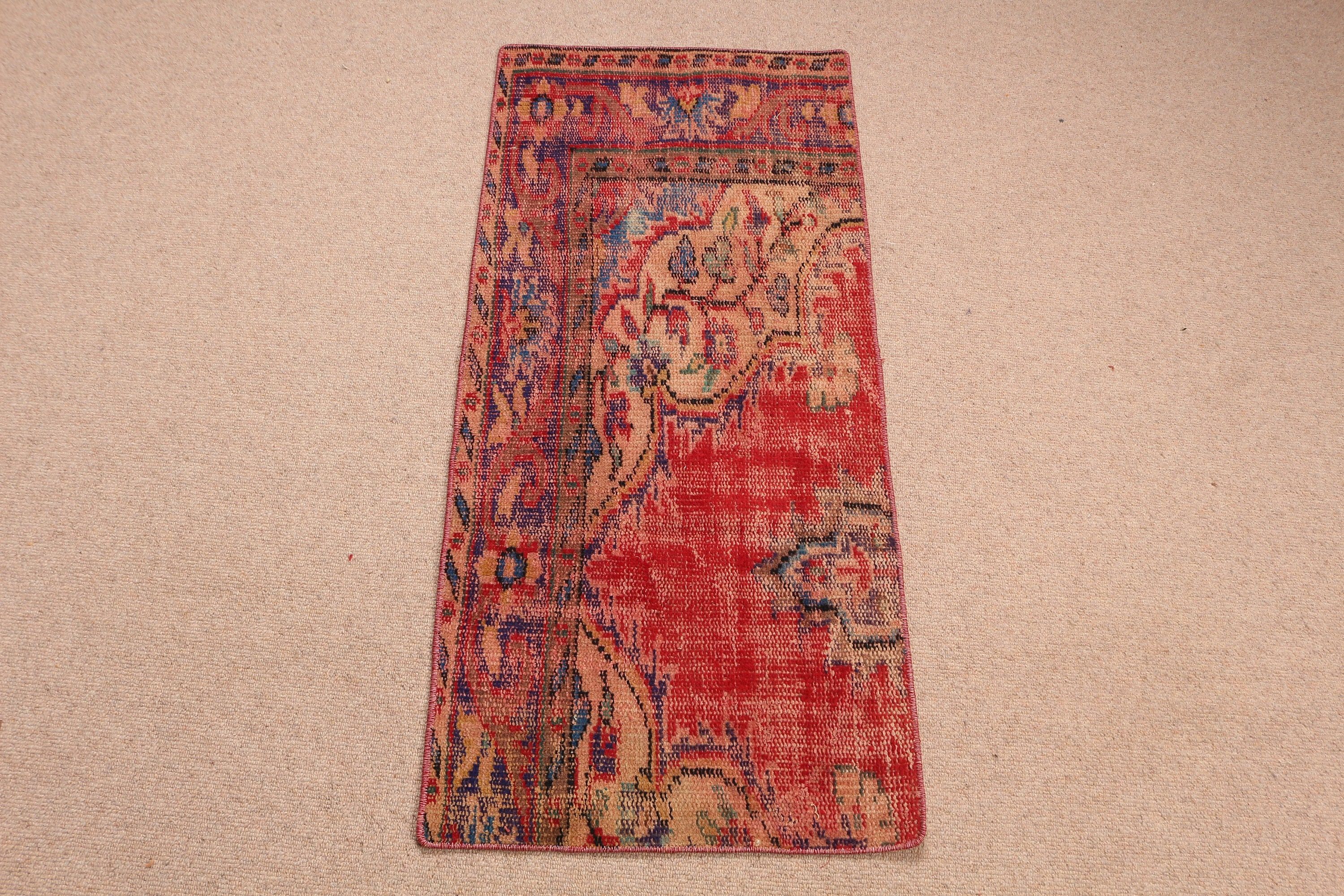 Red Floor Rugs, Bedroom Rug, Moroccan Rugs, Turkish Rugs, 1.7x3.6 ft Small Rug, Kitchen Rug, Rugs for Kitchen, Vintage Rug, Cute Rugs