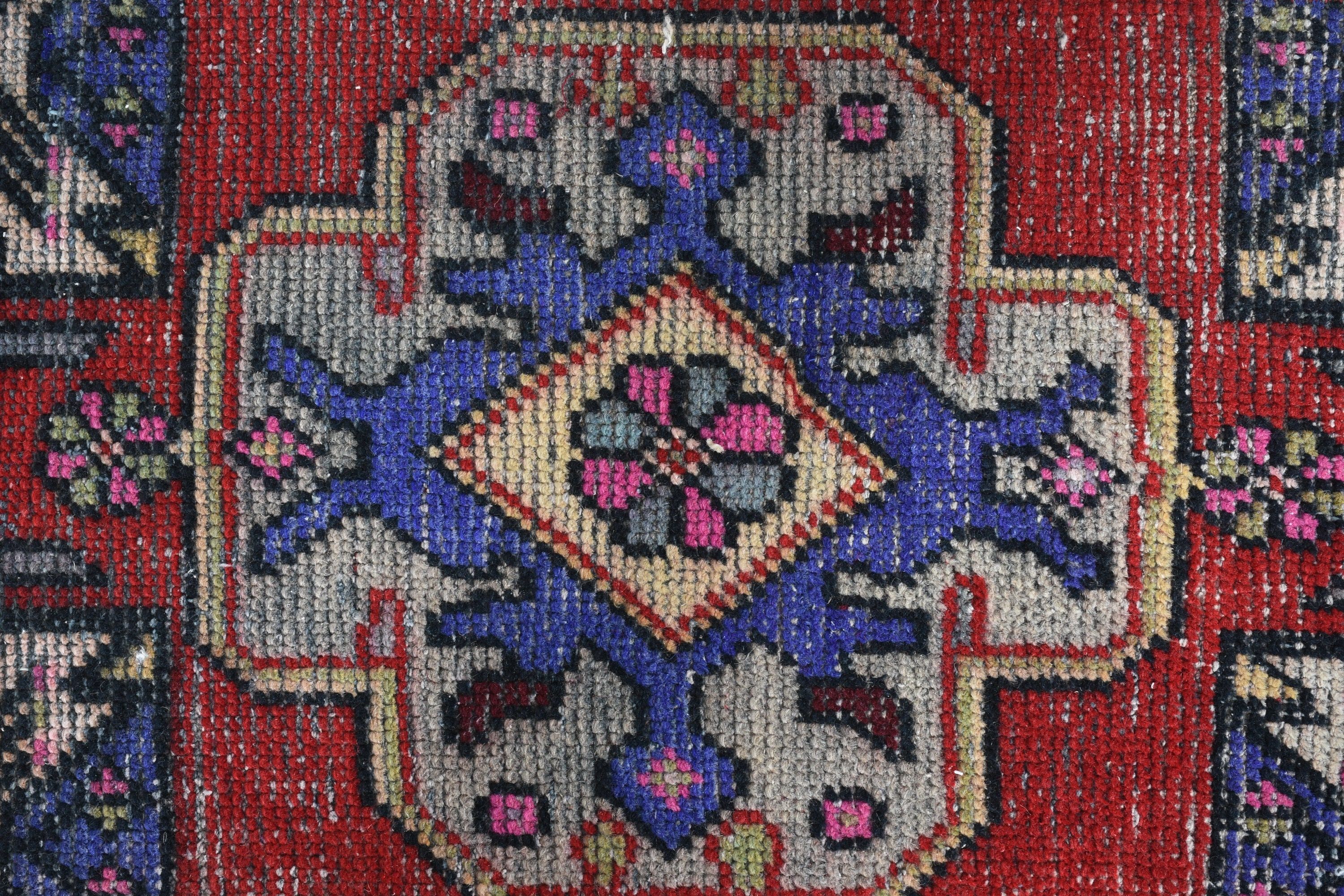 Turkish Rug, Flatweave Rugs, Bathroom Rugs, Red Floor Rug, Anatolian Rug, 1.3x2.8 ft Small Rugs, Cool Rug, Vintage Rug, Rugs for Kitchen