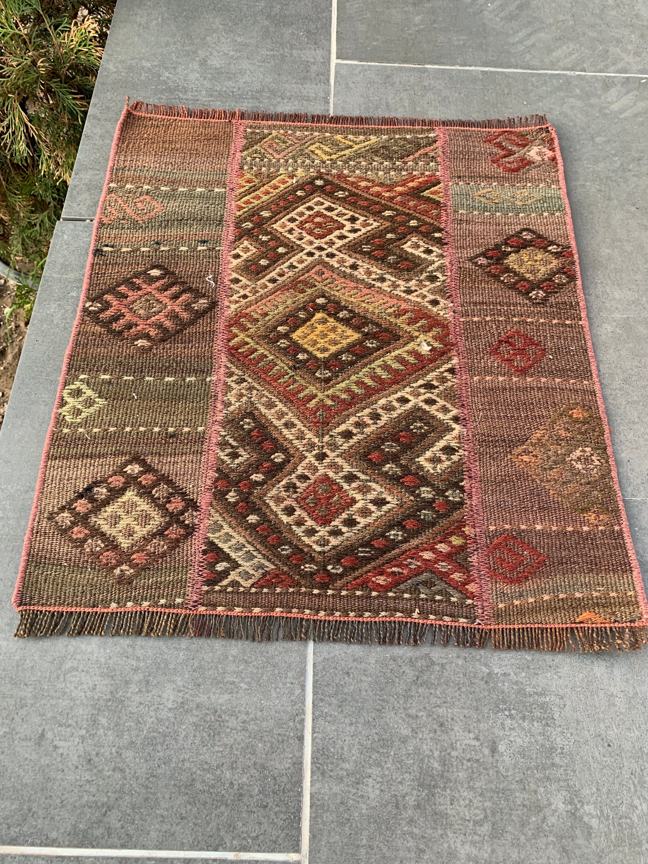 Araba Paspas Halıları, Yün Halı, Banyo Halıları, Soğuk Halı, Vintage Halı, Özel Halı, Kahverengi Yer Halıları, Giriş Halıları, 1.7x2 ft Küçük Halı, Türk Halısı