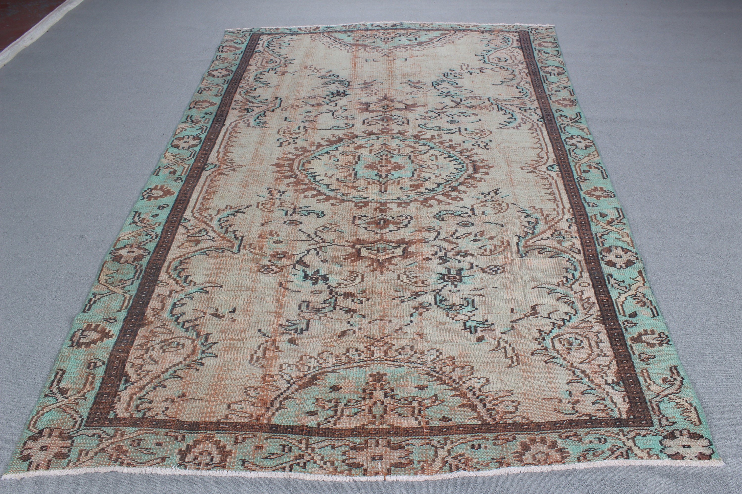 Türk Halısı, Salon Halısı, 5,3x8,2 ft Büyük Halı, Nötr Halılar, Oturma Odası Halısı, Modern Halı, Yeşil İfade Halıları, Lüks Halılar, Vintage Halı