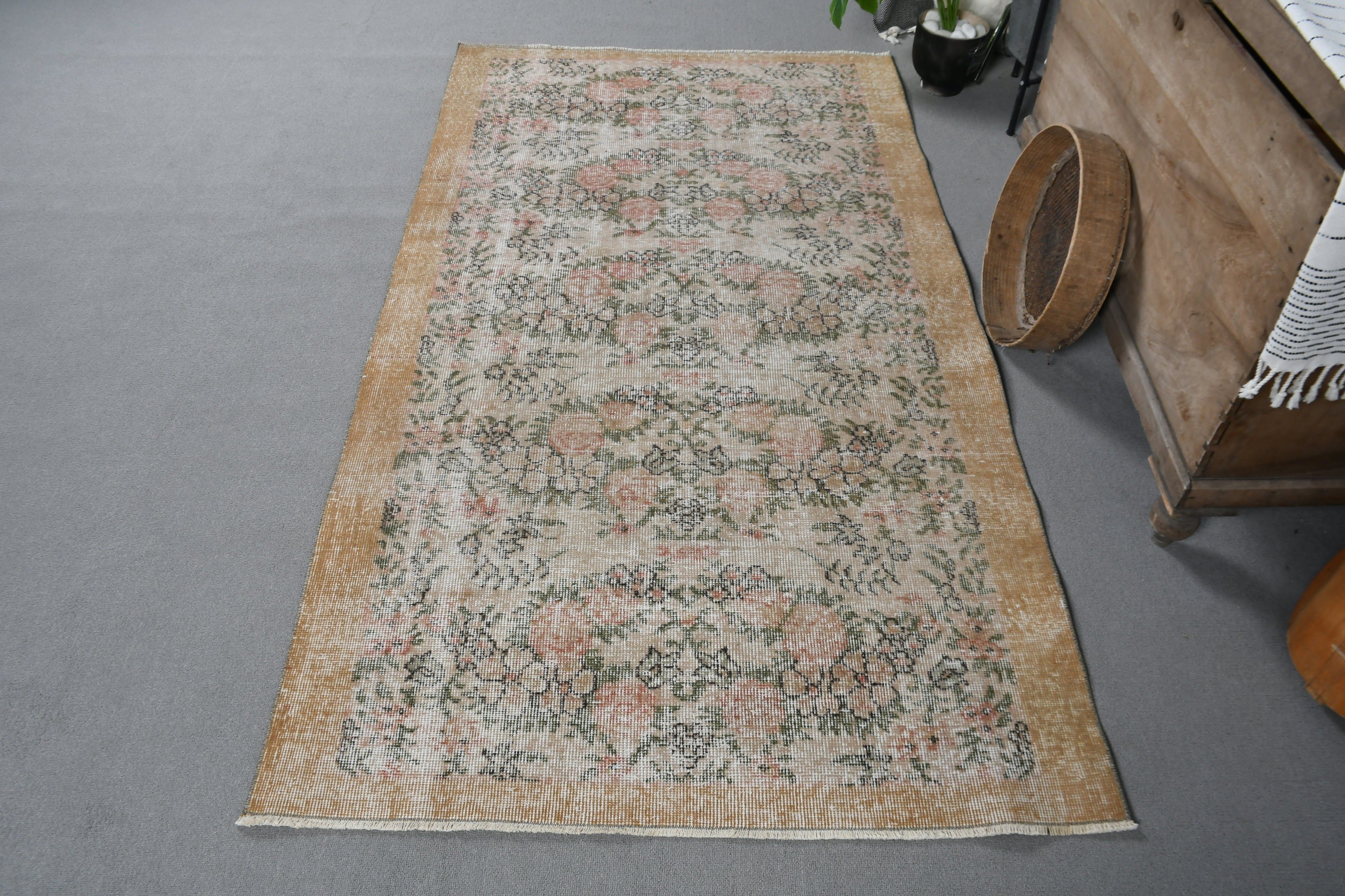 Vintage Rugs, 3.7x6.6 ft Area Rug, Muted Rug, Nursery Rugs, Kitchen Rugs, Beige Moroccan Rug, Oriental Rug, Turkish Rug, Living Room Rugs