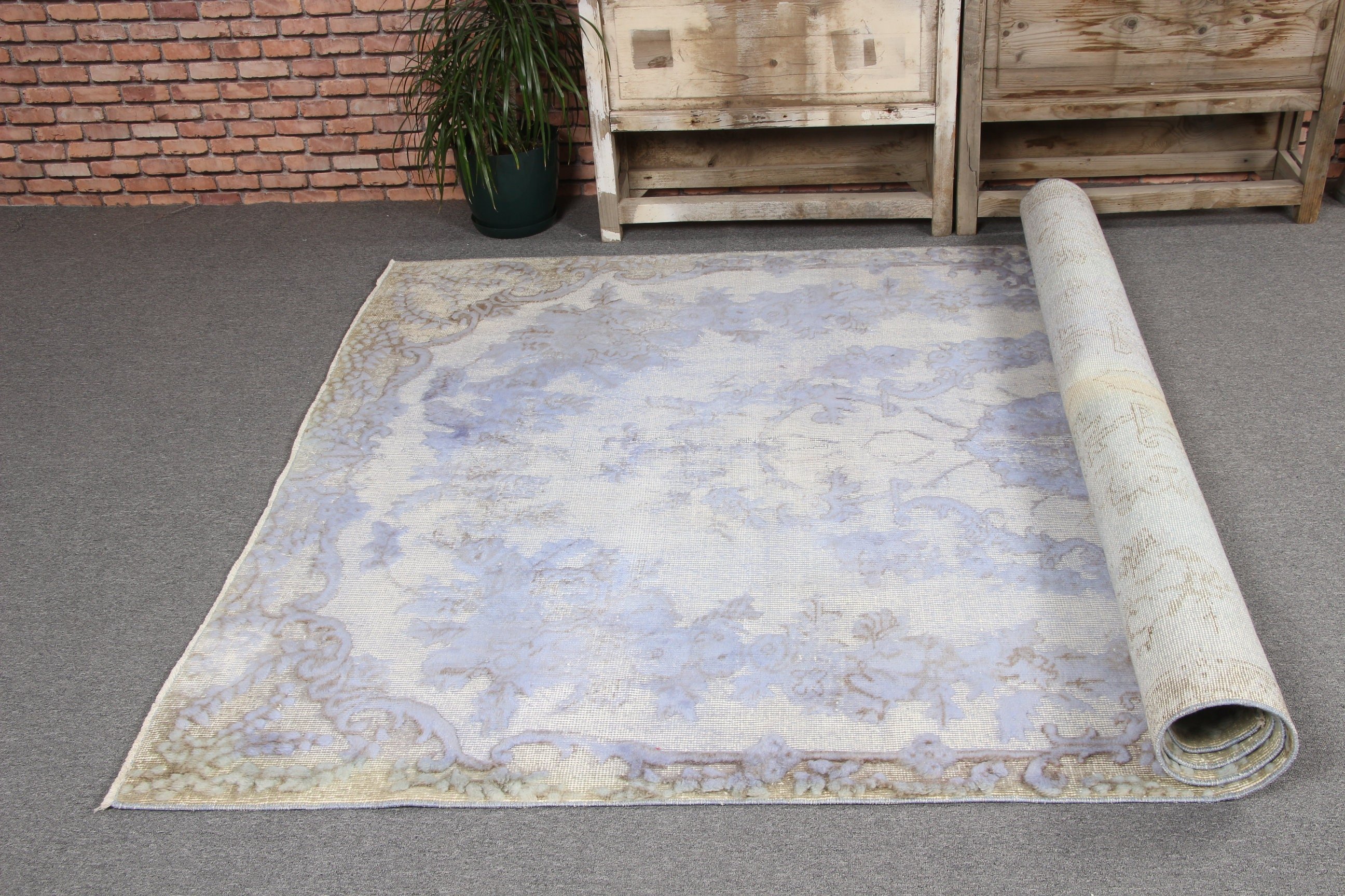 Antique Rugs, Office Rug, Vintage Rug, 5.6x9 ft Large Rug, Wool Rugs, Turkish Rugs, Rugs for Large Oushak, Gray Bedroom Rug, Large Boho Rug