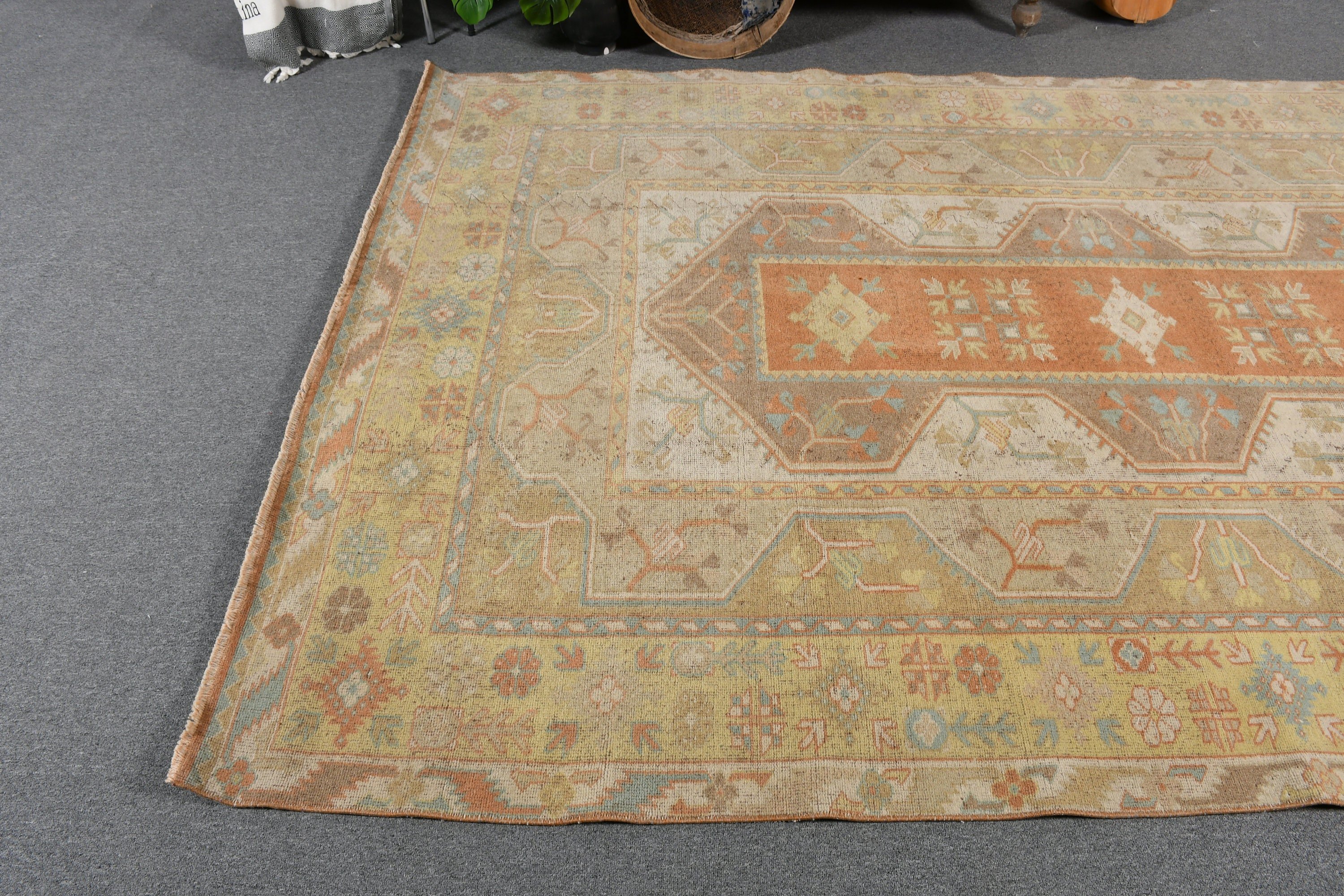 Vintage Halılar, Vintage Dekor Halıları, 6x9,3 ft Büyük Halılar, Yatak Odası Halısı, Türk Halısı, Turuncu Fas Halıları, Havalı Halılar, Salon Halıları, Fas Halıları