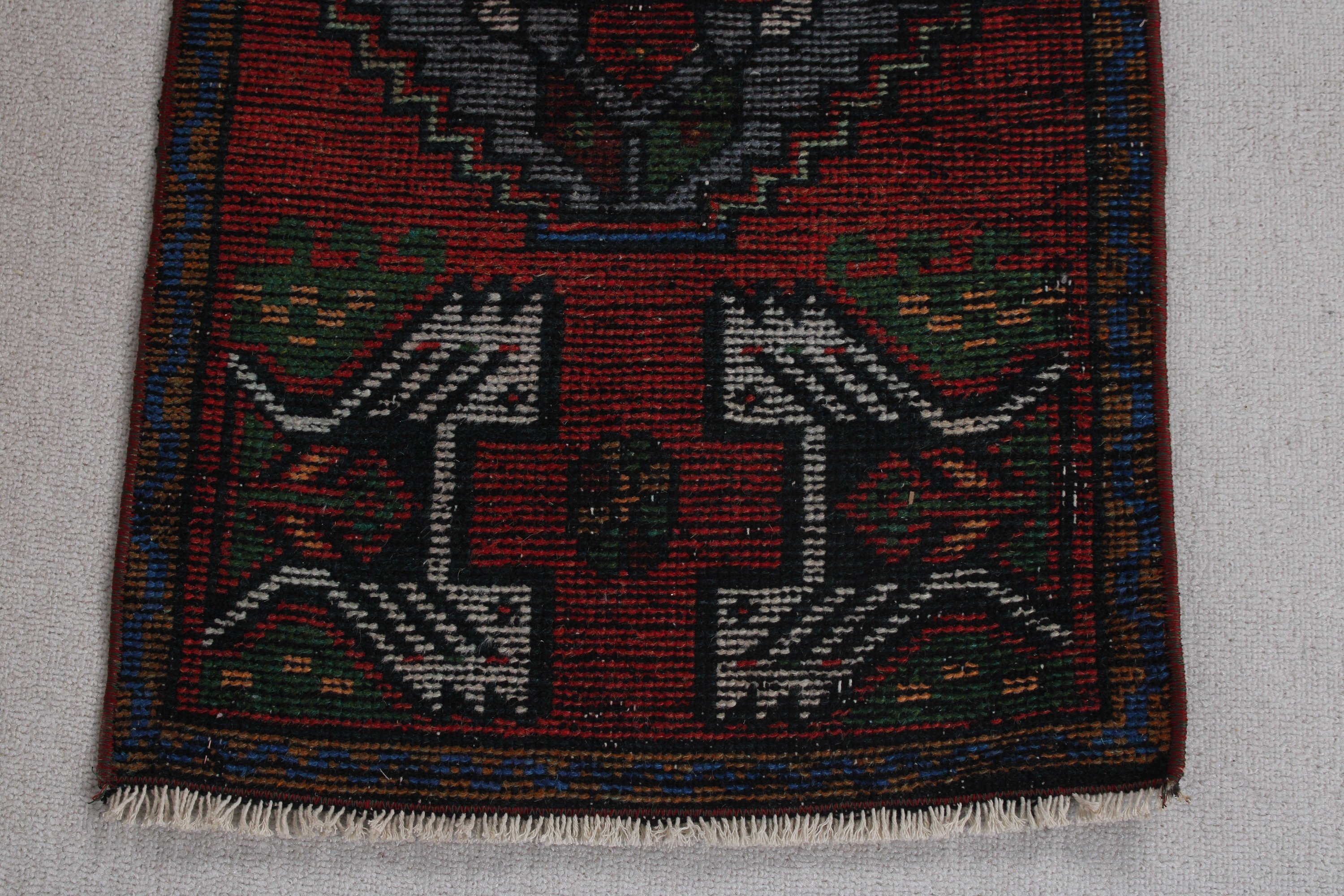 Oushak Halıları, 1.6x3.6 ft Küçük Halılar, Küçük Boho Halıları, Kırmızı El Dokuma Halıları, Egzotik Halılar, Yer Halıları, Vintage Halılar, Paspas Halısı, Türk Halıları