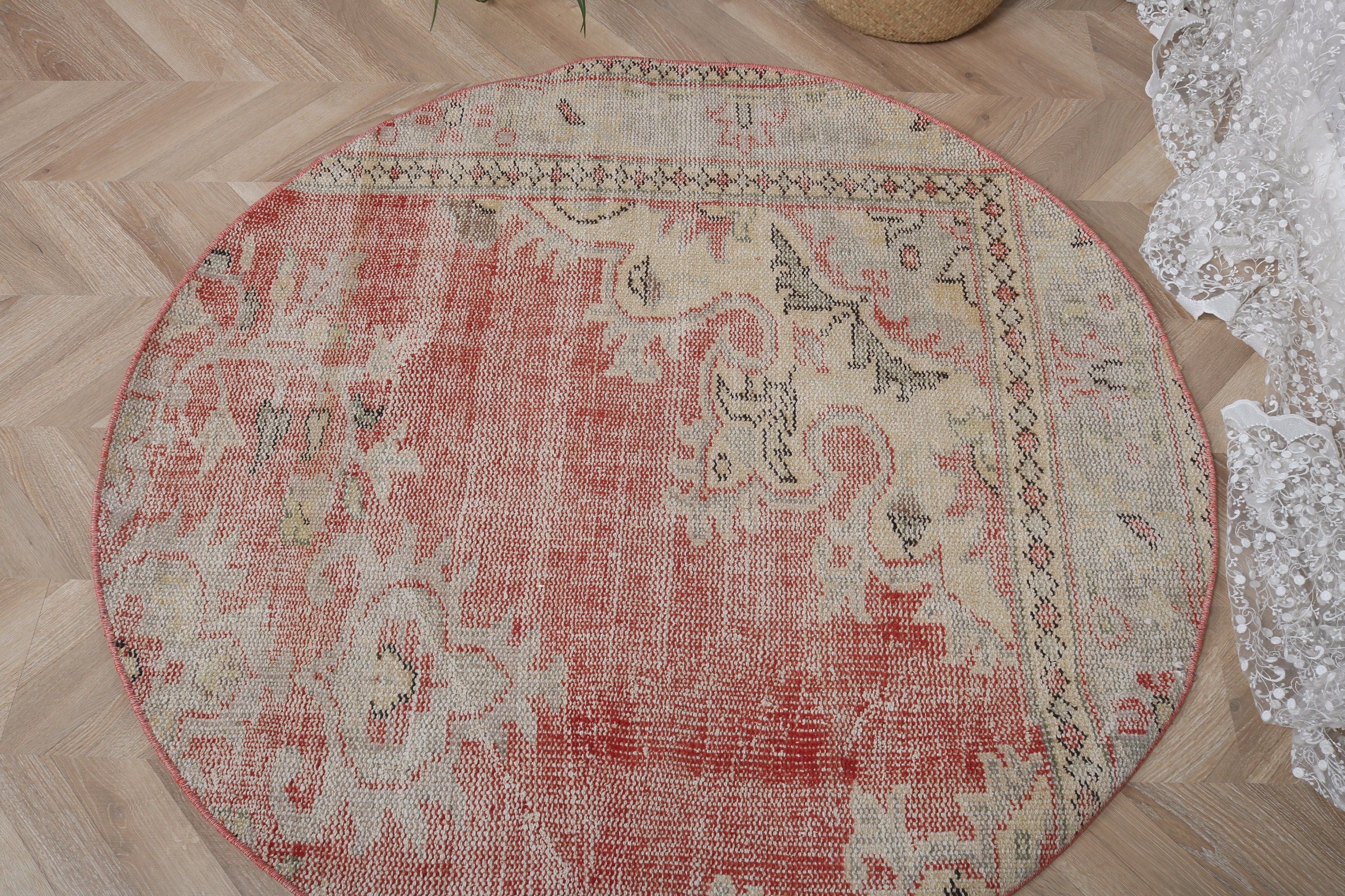 Vintage Accent Rugs, Office Rug, Moroccan Rugs, Vintage Rugs, Turkish Rug, Kitchen Rugs, Red Antique Rugs, Neutral Rug, 4x4 ft Accent Rug