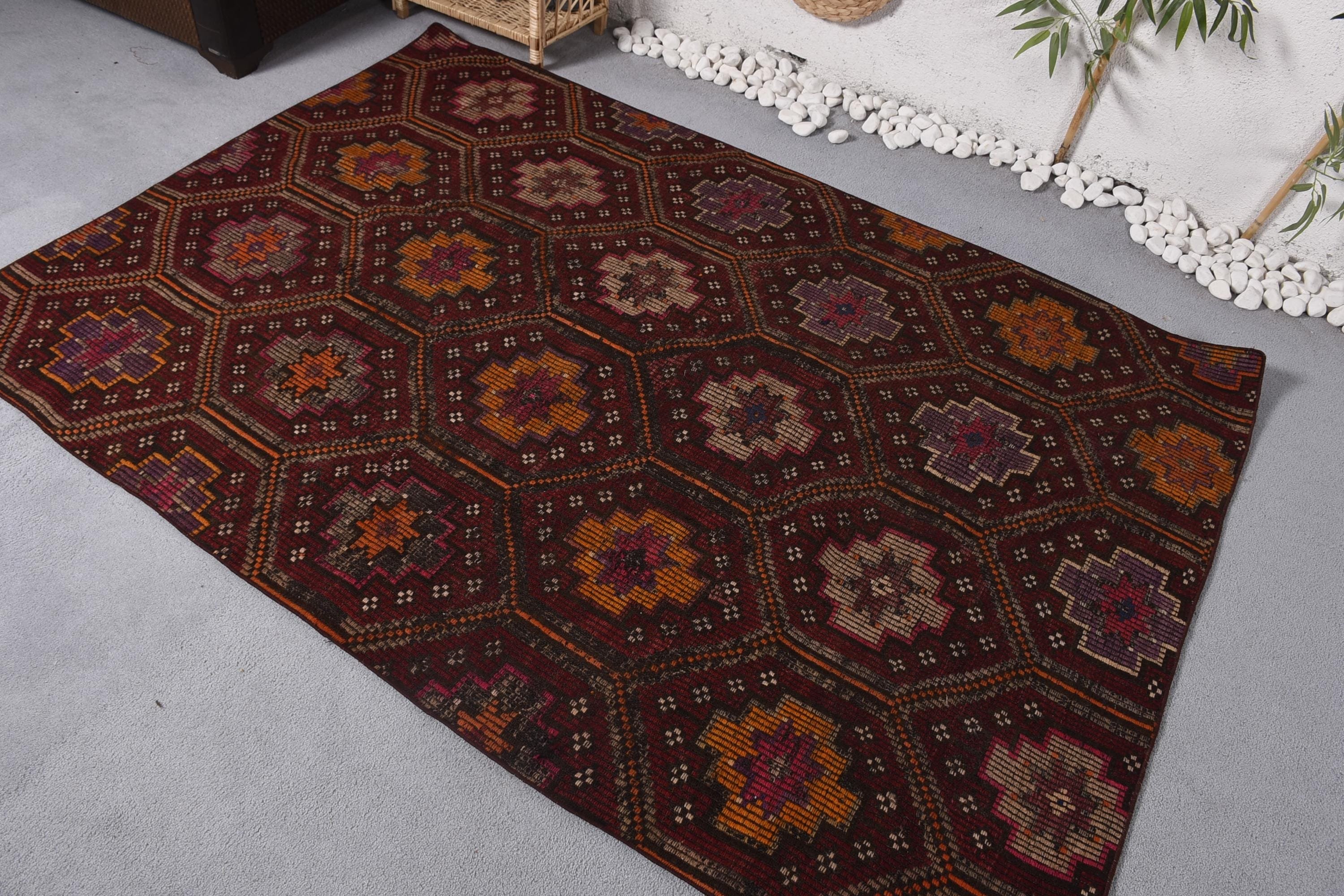 Türk Halısı, Vintage Halı, Açıklama Halıları, Kırmızı Ev Dekor Halısı, 4.7x7 ft Alan Halıları, Kilim, Mutfak Halısı, Oushak Bölgesi Halıları, İç Mekan Halıları