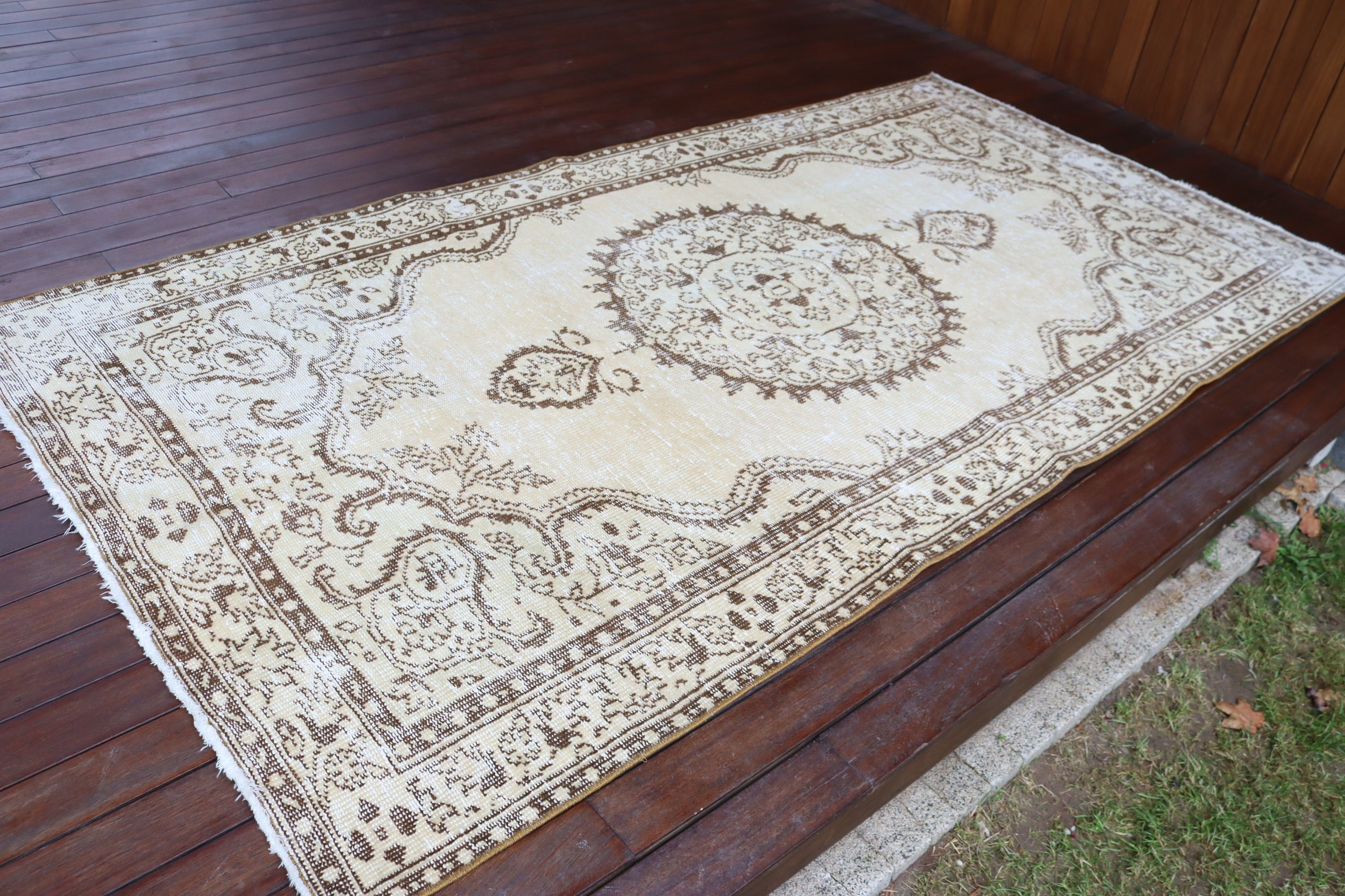 Bej Geometrik Halı, Nötr Halı, Büyük Boho Halılar, 4,6x8,7 ft Büyük Halı, Ev Dekor Halıları, Yemek Odası Halıları, Vintage Halı, Türk Halısı