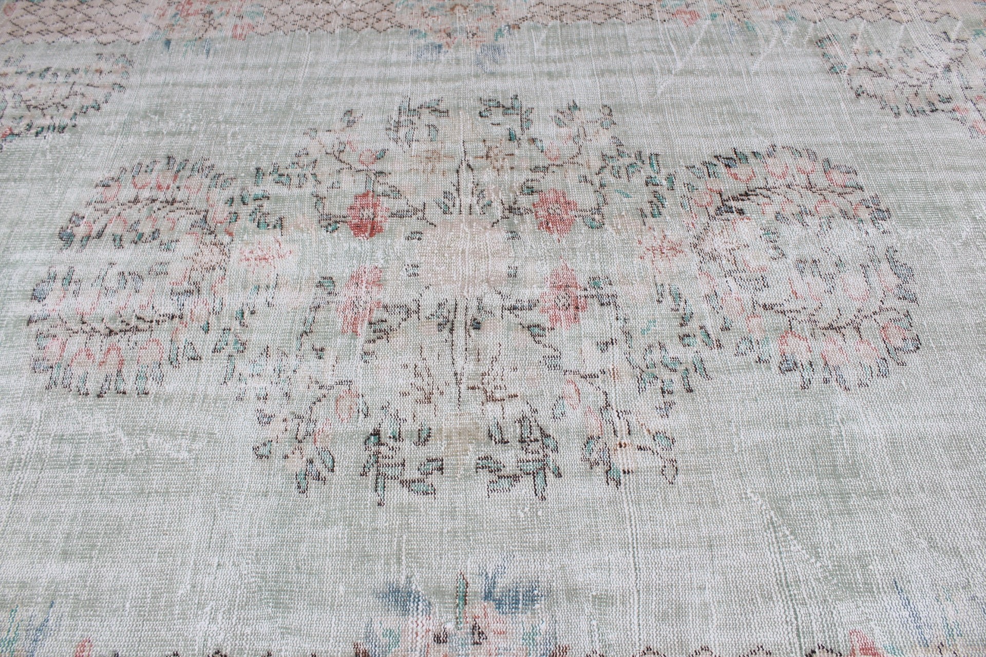 Living Room Rugs, Floor Rug, Green  7.1x10.2 ft Oversize Rugs, Vintage Rug, Turkish Rug, Saloon Rug, Bedroom Rugs, Muted Rug