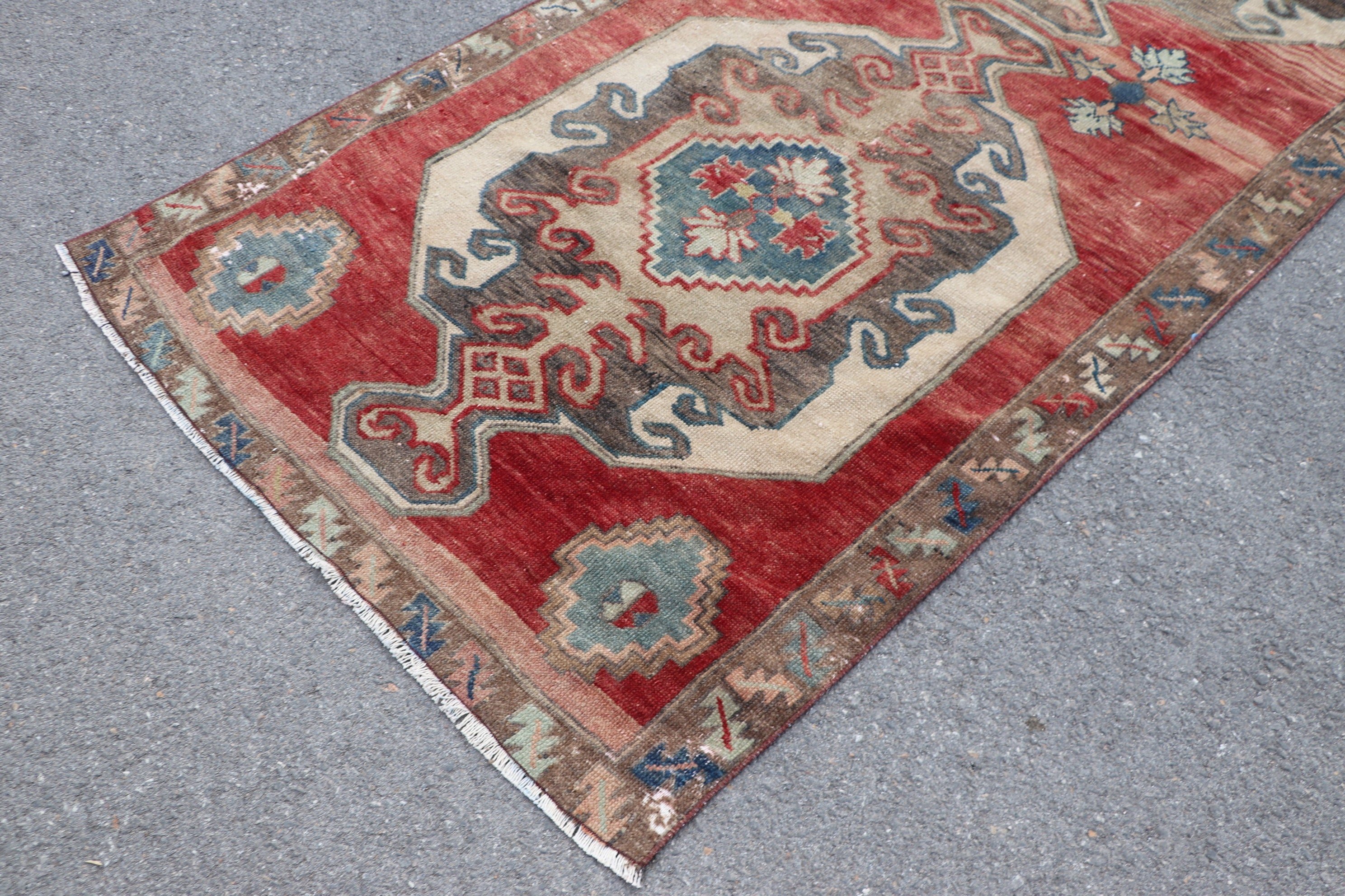 Dining Room Rug, Dorm Rug, Antique Rug, Vintage Rugs, Rugs for Bedroom, Turkish Rugs, 4x9.5 ft Area Rug, Red Home Decor Rugs, Bedroom Rugs