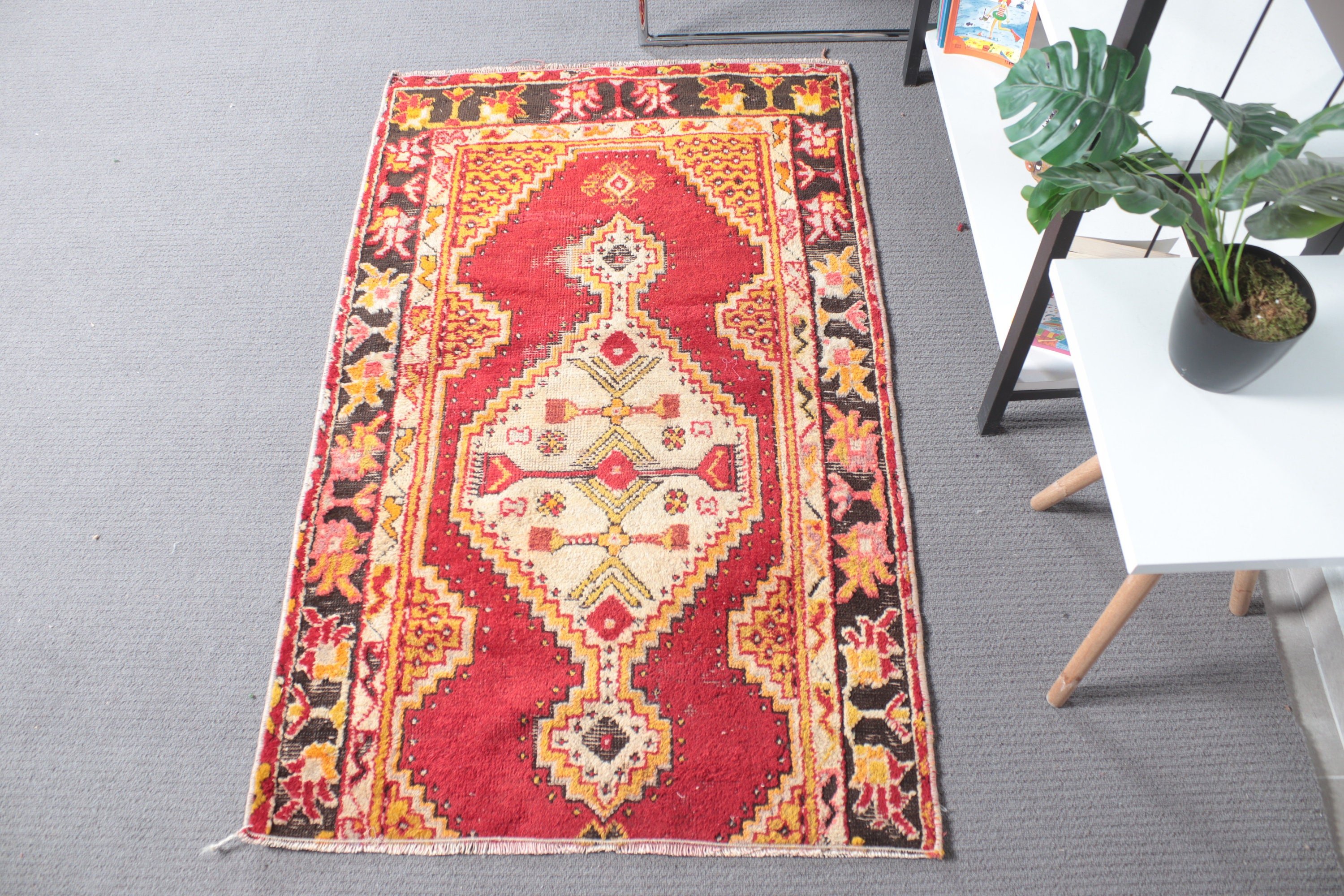 Floor Rug, Handmade Rug, Kitchen Rugs, Statement Rug, 2.6x4.2 ft Small Rugs, Small Area Rugs, Vintage Rug, Turkish Rugs, Red Antique Rug