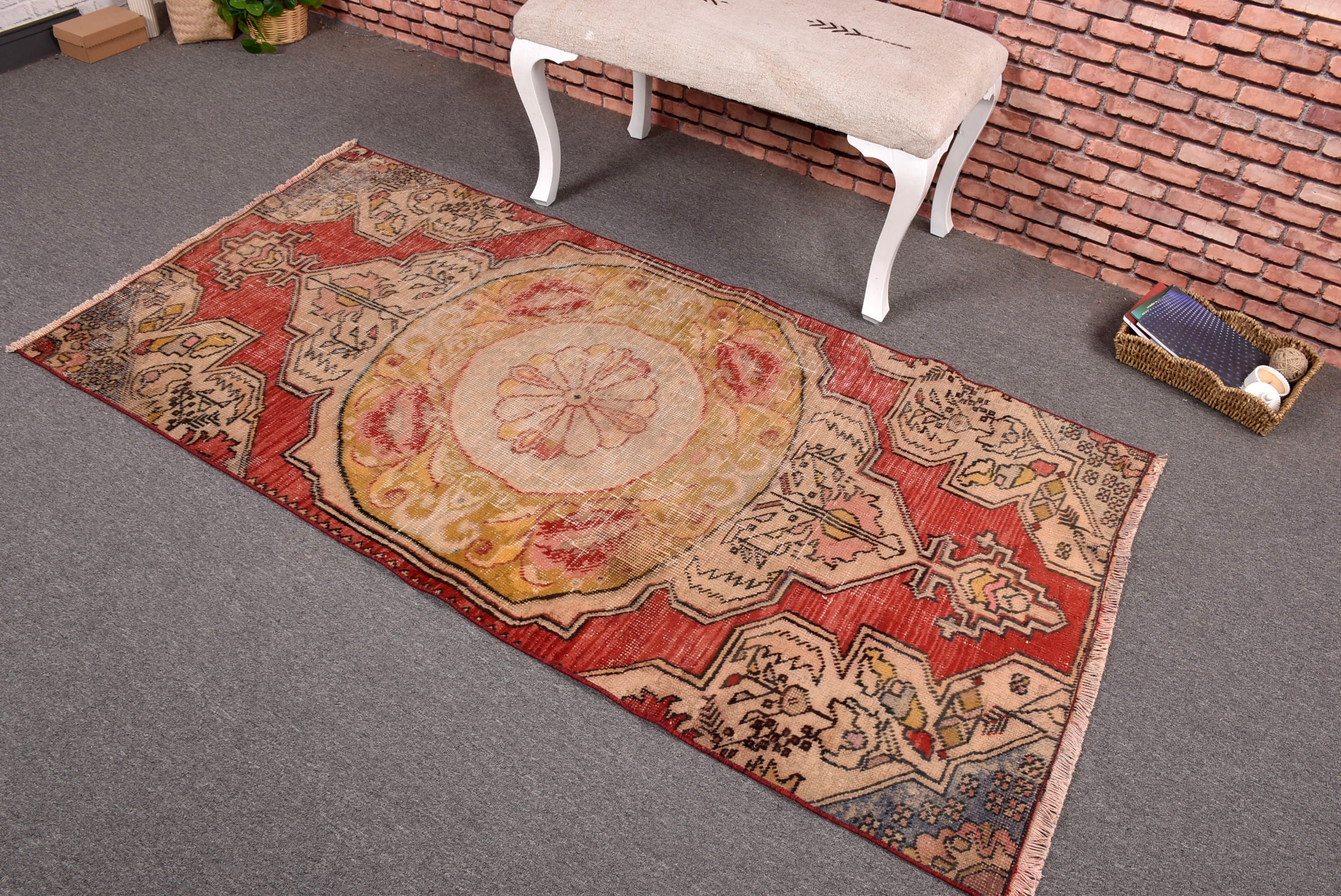 Bedroom Rugs, 3.2x6.4 ft Accent Rug, Turkish Rugs, Oriental Rug, Red Floor Rug, Modern Rug, Vintage Rug, Vintage Accent Rugs