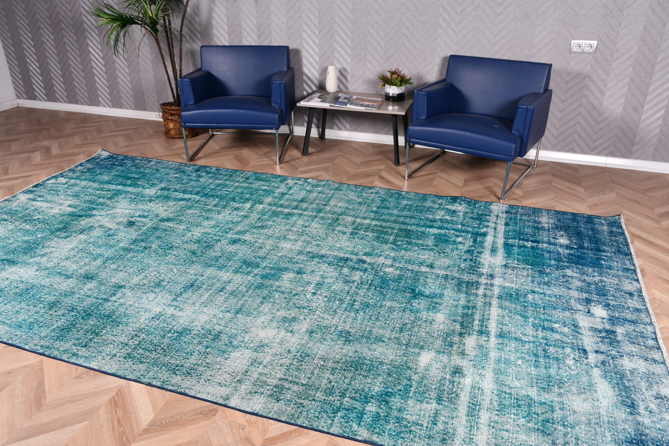 Kitchen Rug, Abstract Rugs, Living Room Rug, Blue  6.5x11.8 ft Oversize Rugs, Wool Rug, Vintage Rug, Turkish Rug, Saloon Rugs