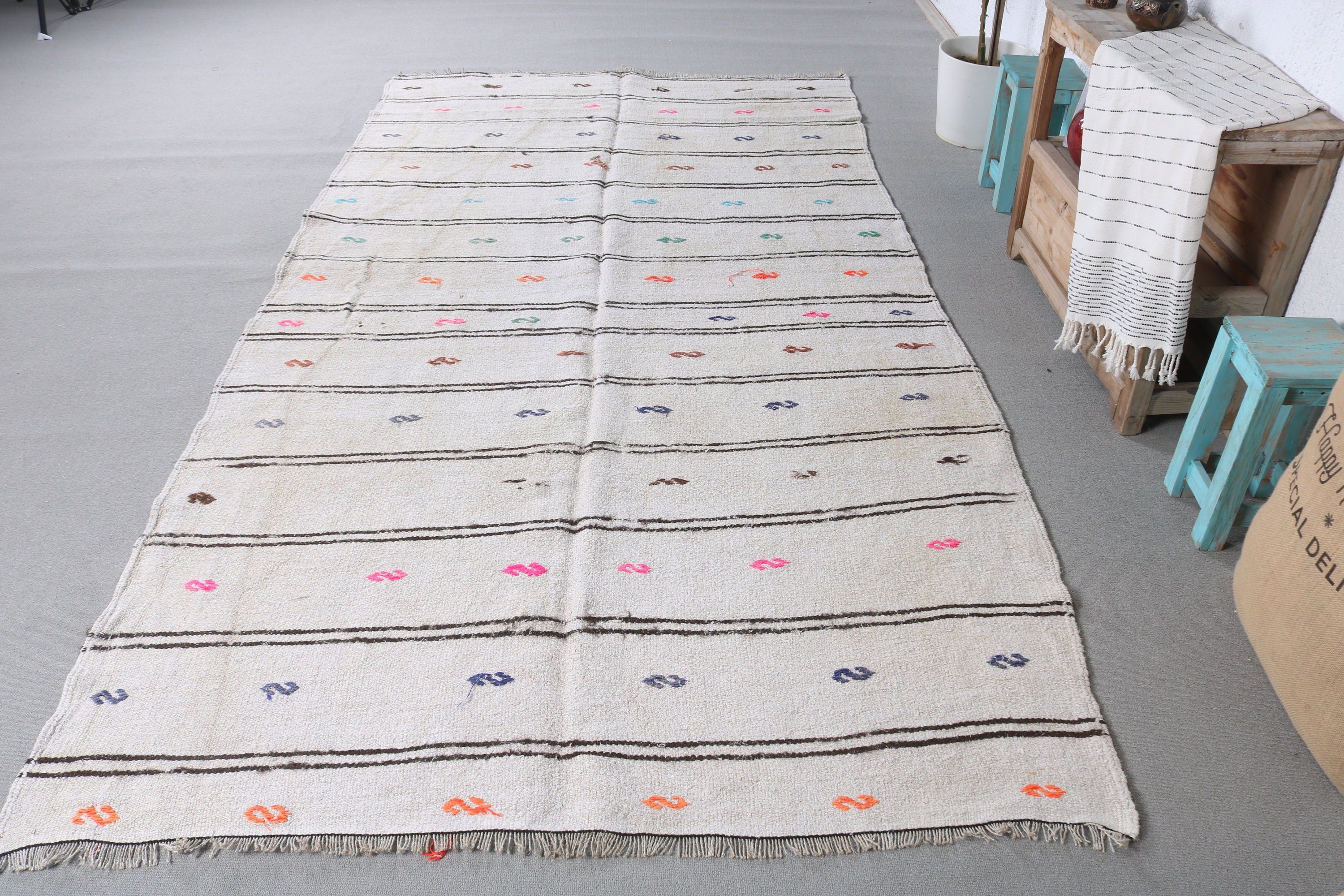 Salon Rug, Turkish Rugs, Pale Rugs, Moroccan Rug, 5.2x9.6 ft Large Rug, Home Decor Rugs, Beige Kitchen Rugs, Vintage Rug, Dining Room Rugs
