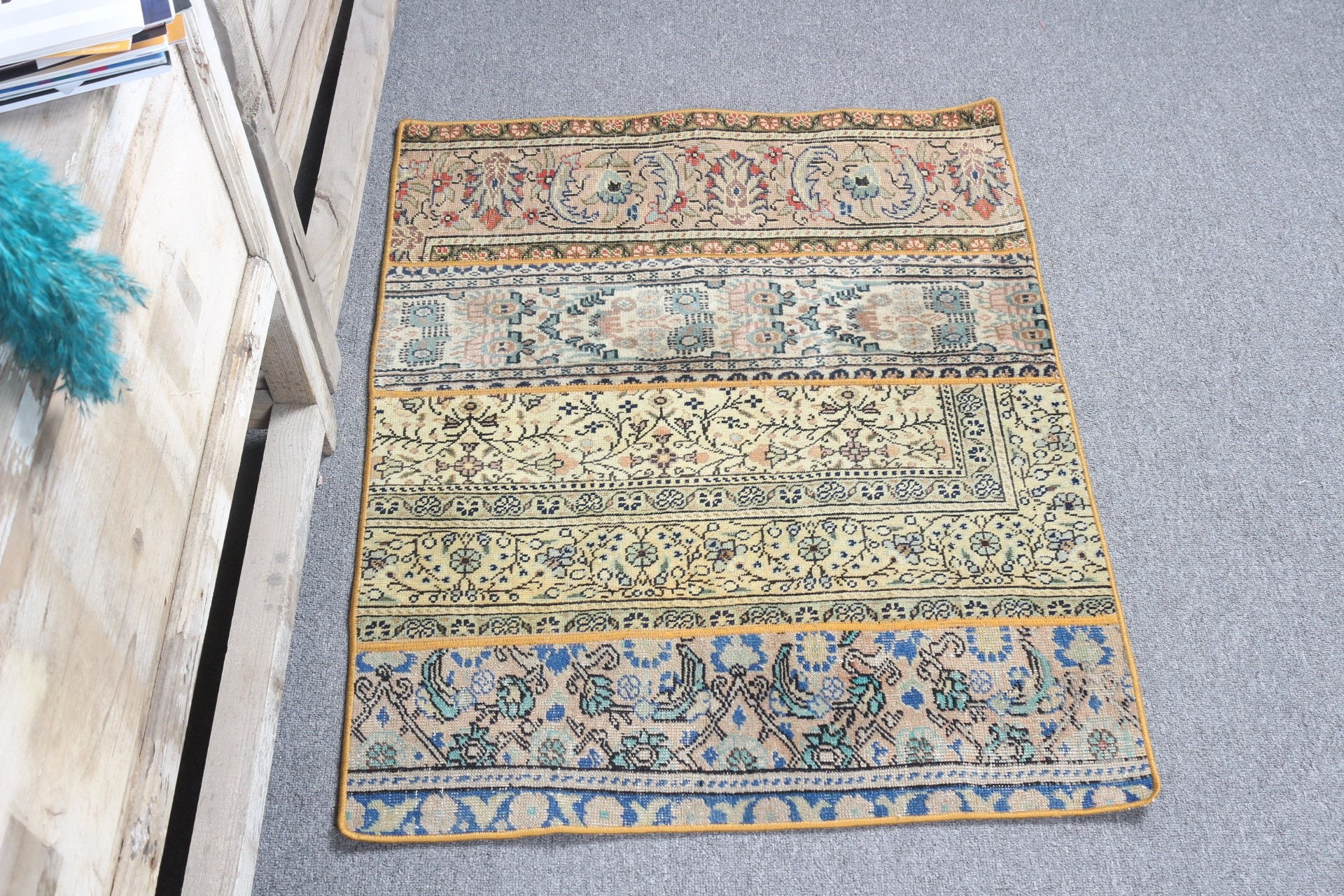 Kapı Paspası Halıları, Yeşil Anadolu Halısı, Oushak Halıları, Vintage Halılar, Araba Paspas Halısı, Banyo Halıları, Türk Halısı, Fas Halısı, 2.4x3 ft Küçük Halı